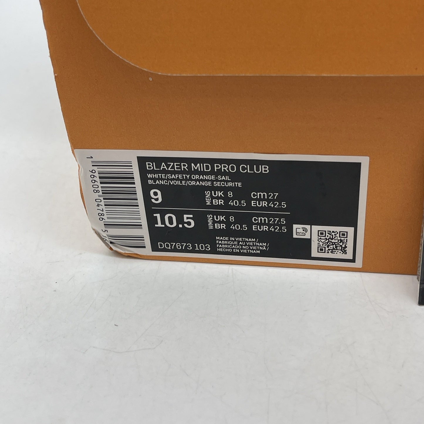 Size 9 - Nike Blazer '77 Pro Club Mid Remastered - White Safety Orange