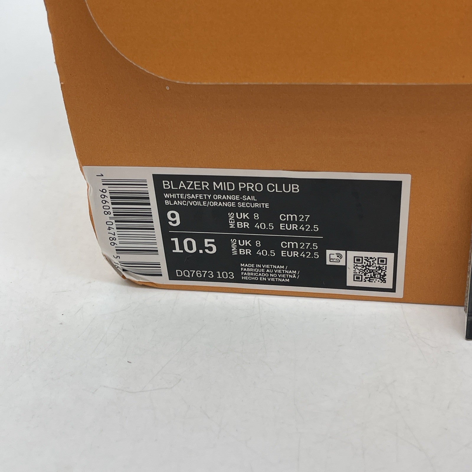 Size 9 - Nike Blazer '77 Pro Club Mid Remastered - White Safety Orange