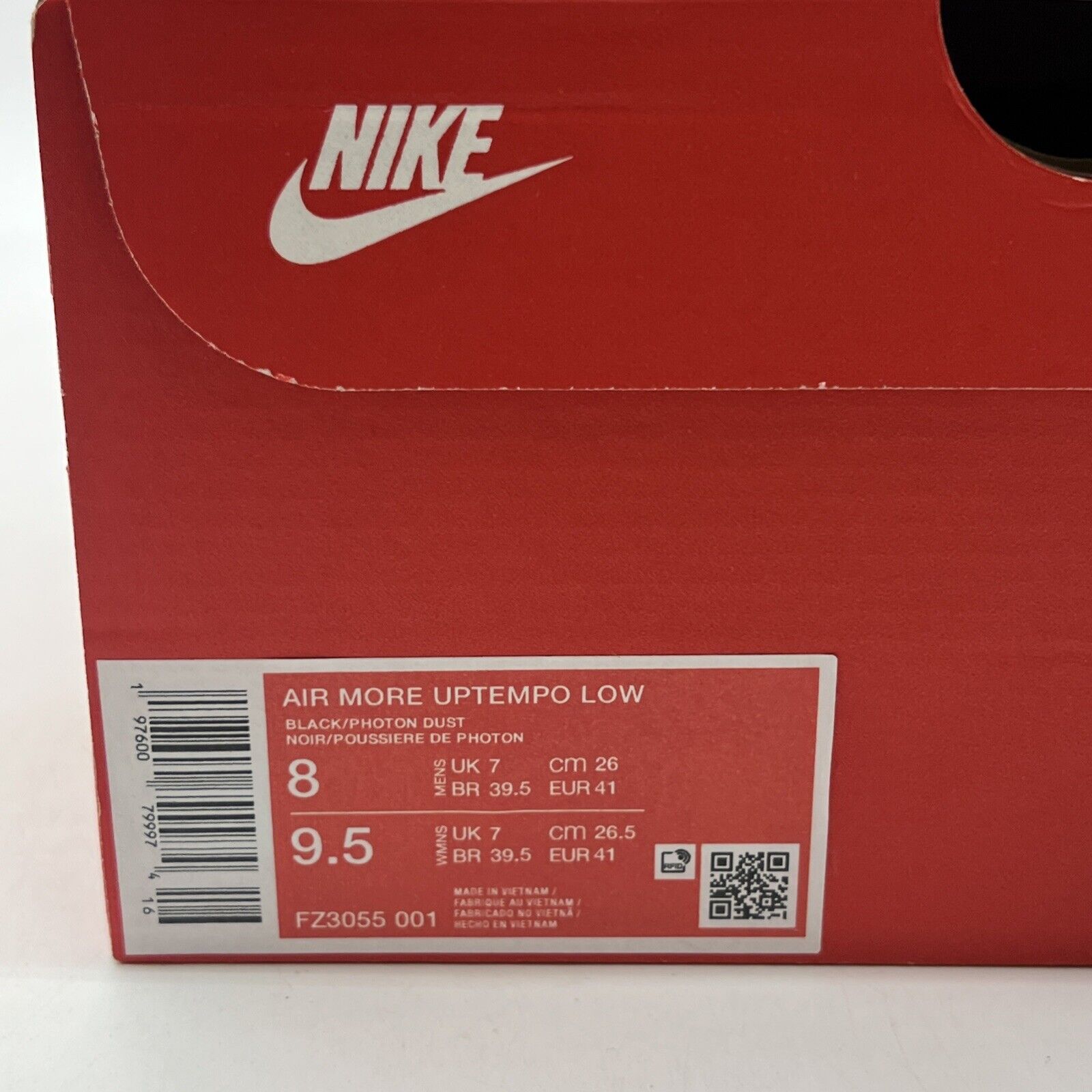 Size 8 - Nike Air More Uptempo Low Black Photon Dust (FZ3055-001)