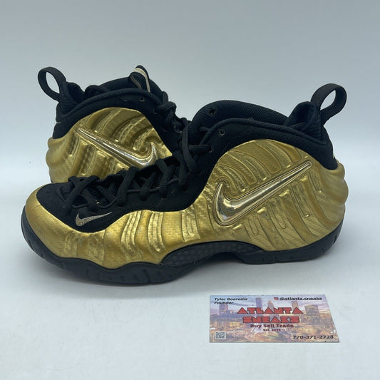 Size 8 - Nike Air Foamposite Pro Metallic Gold Black Suede Leather (624041-701)