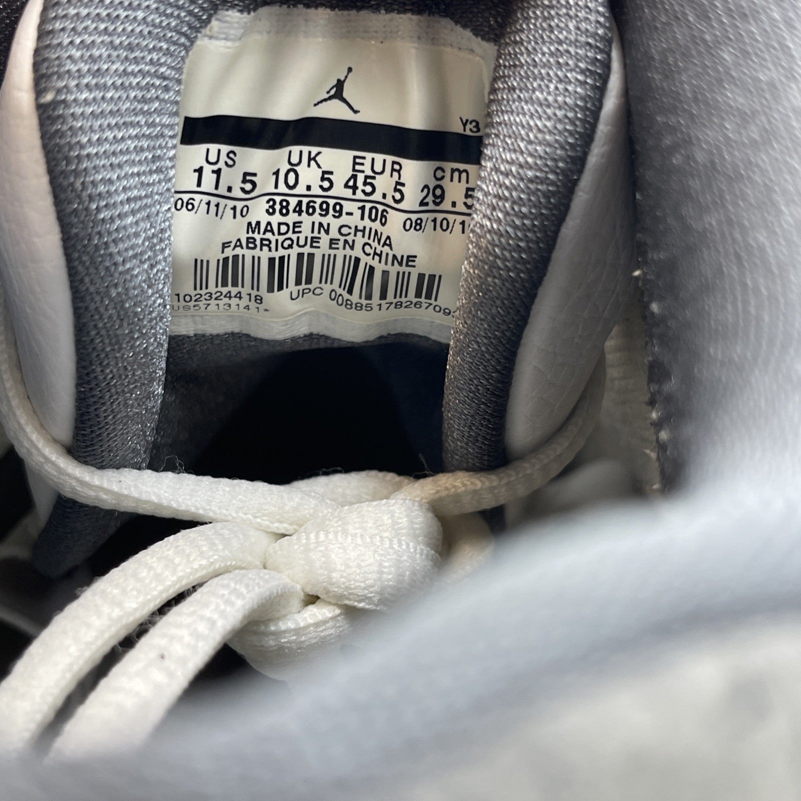 Size 11.5 - Nike Jordan Hallowed Ground White Gray Blue 2010  (384699-105)