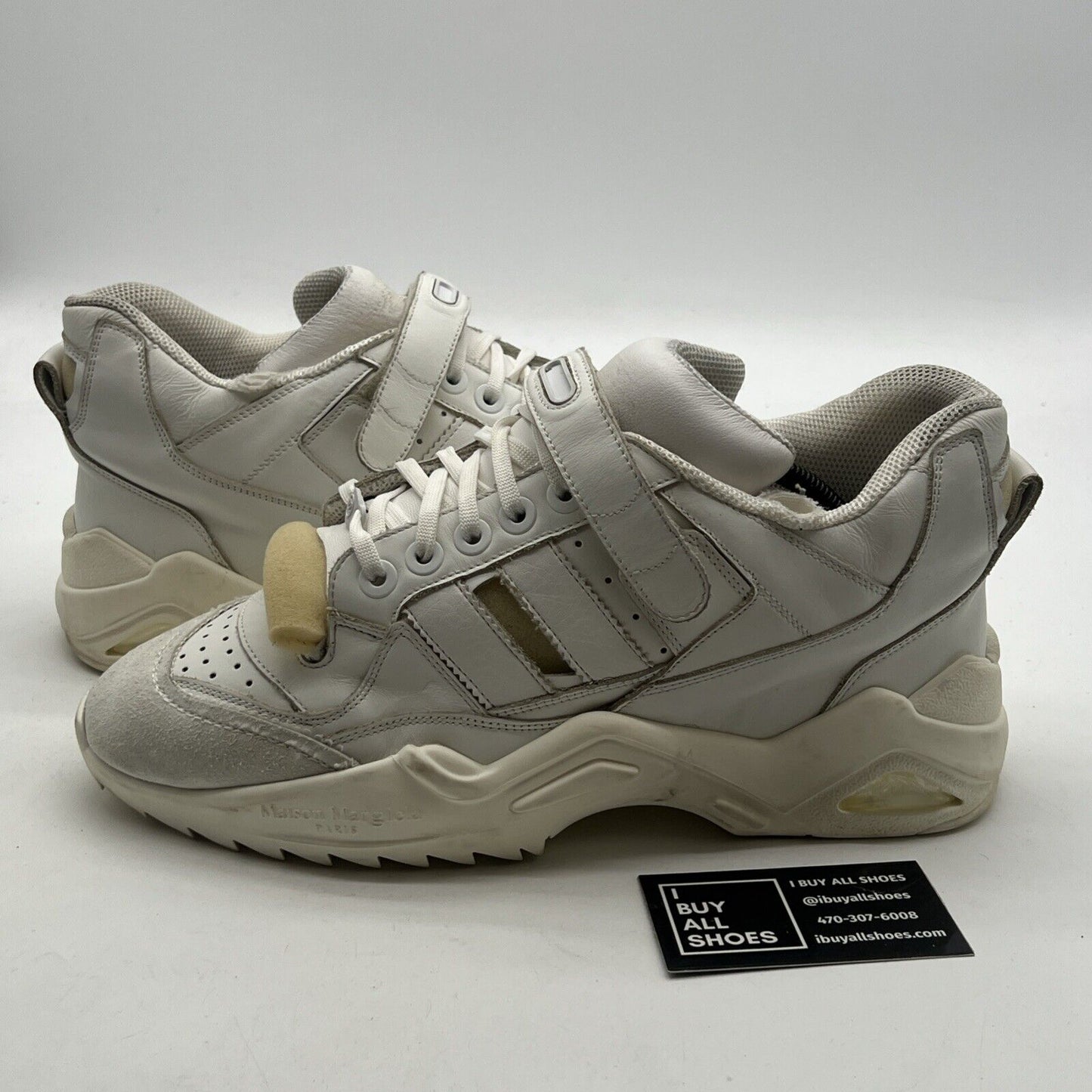 Size 10.5 - Maison Martin Margiela Retro Fit Mid Top Chunky White Distressed