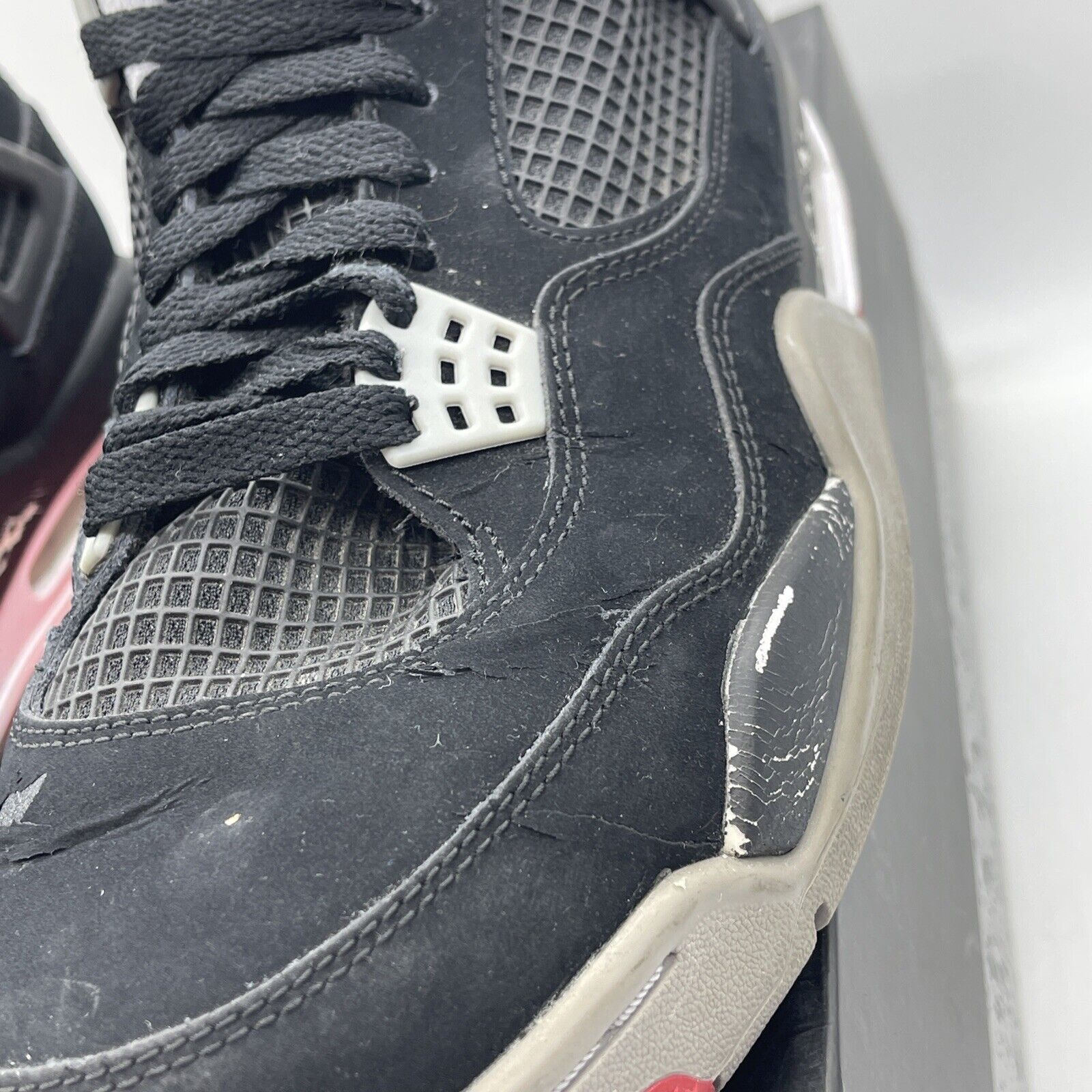 Size 10 - Jordan 4 Retro bred release 2012 Black Grey Suede Leather (308497-089)
