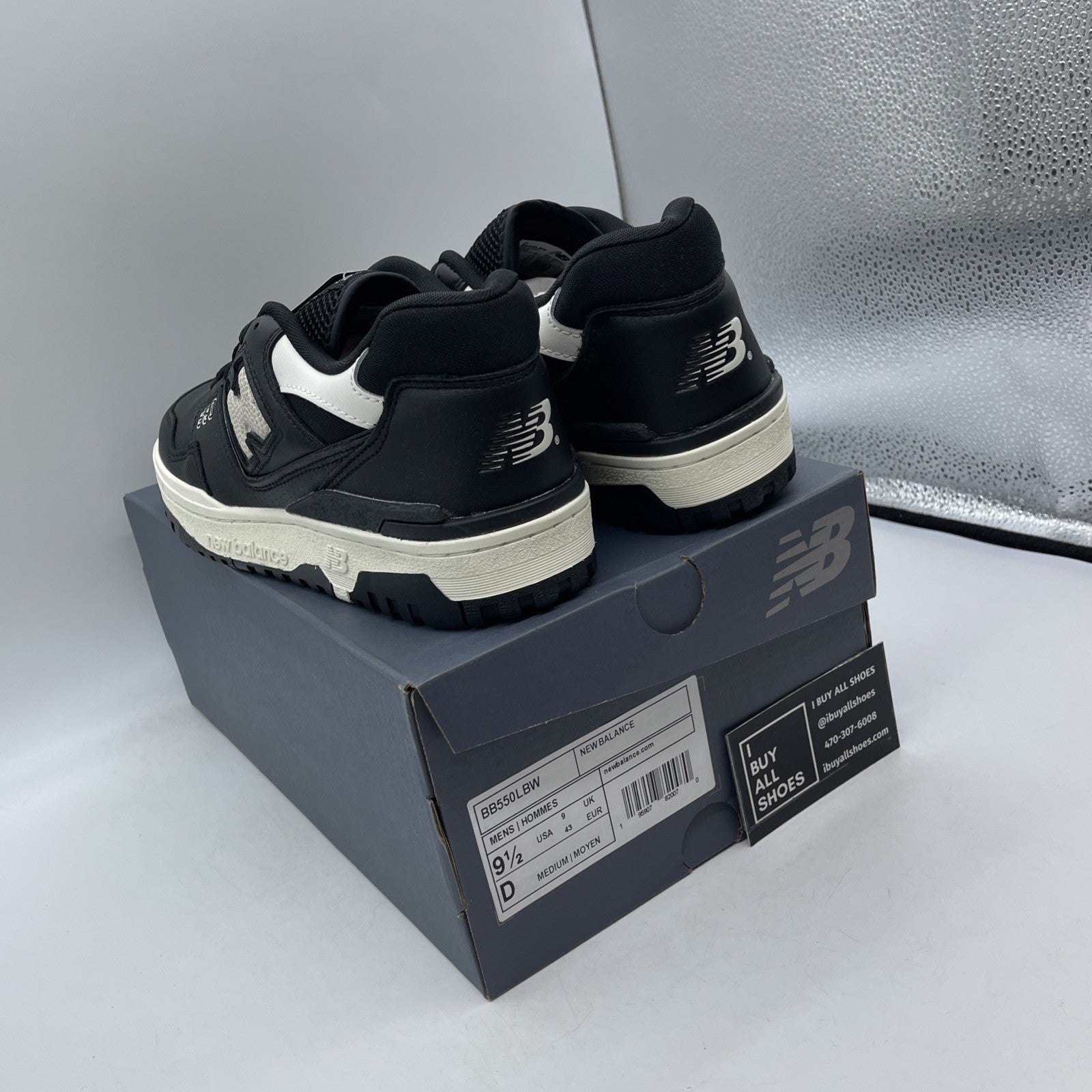 Size 9.5 - New Balance 550 Panda Black White Leather (BB550LBW)