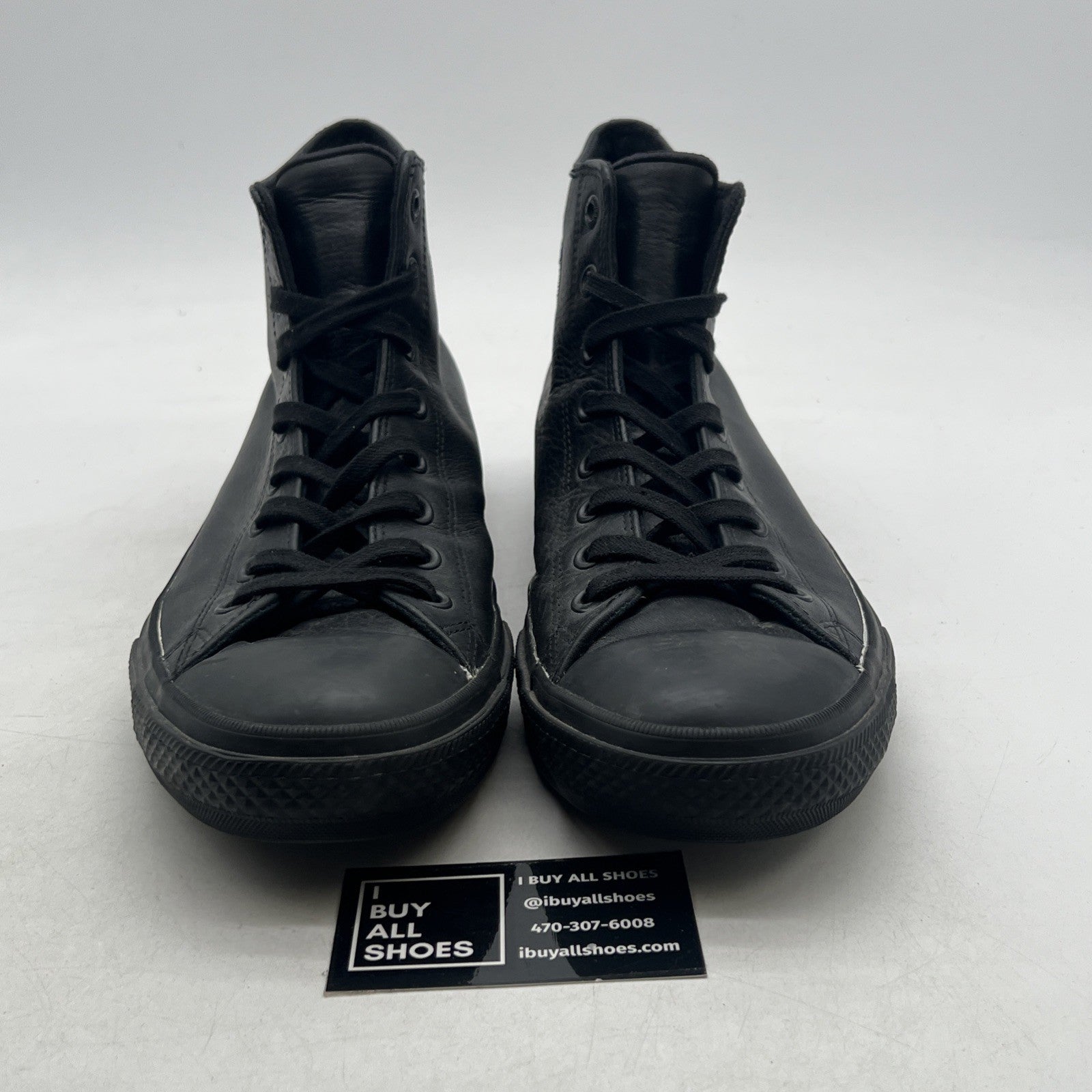 Size 13 -Converse Chuck Taylor All Star Hi Trainers Mono Black Leather (156939C)