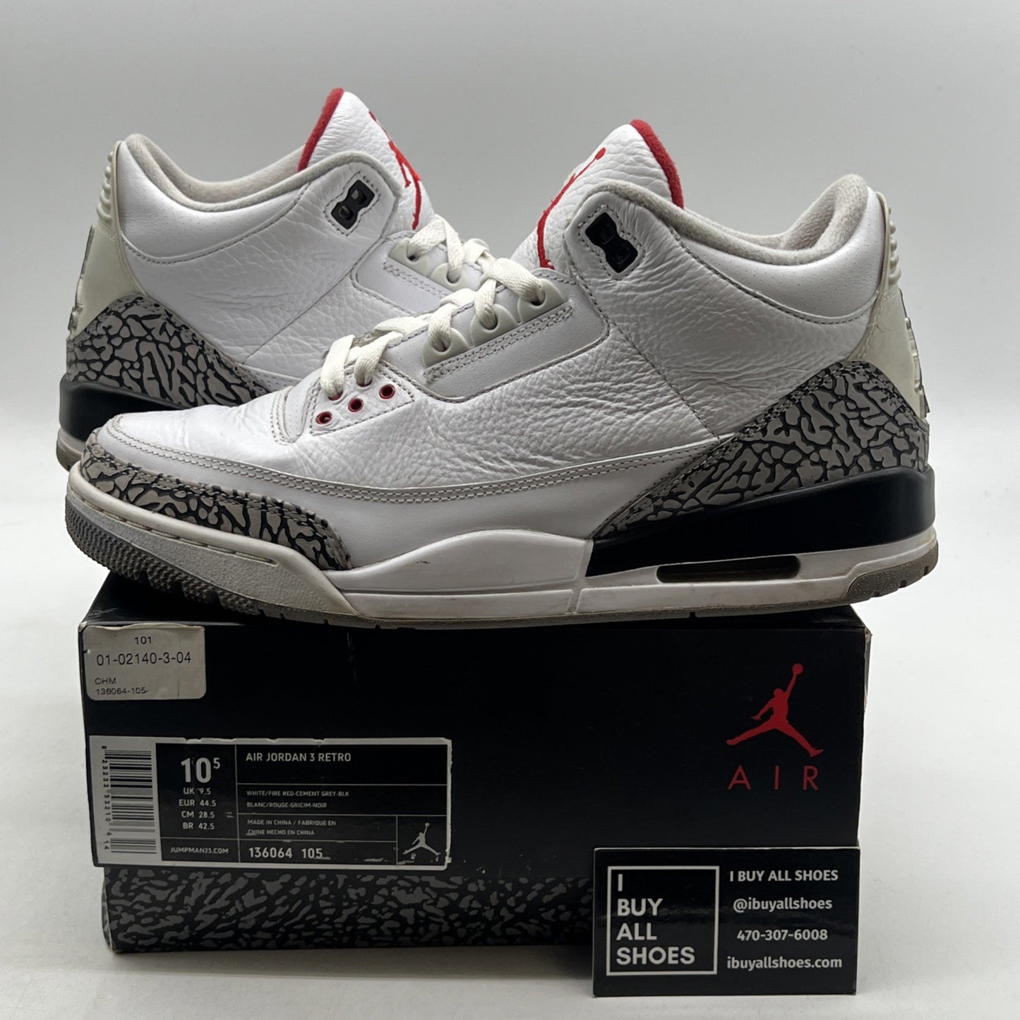 Size 10.5 - Air Jordan 3 Retro Mid White Cement Reimagined (136064-105)