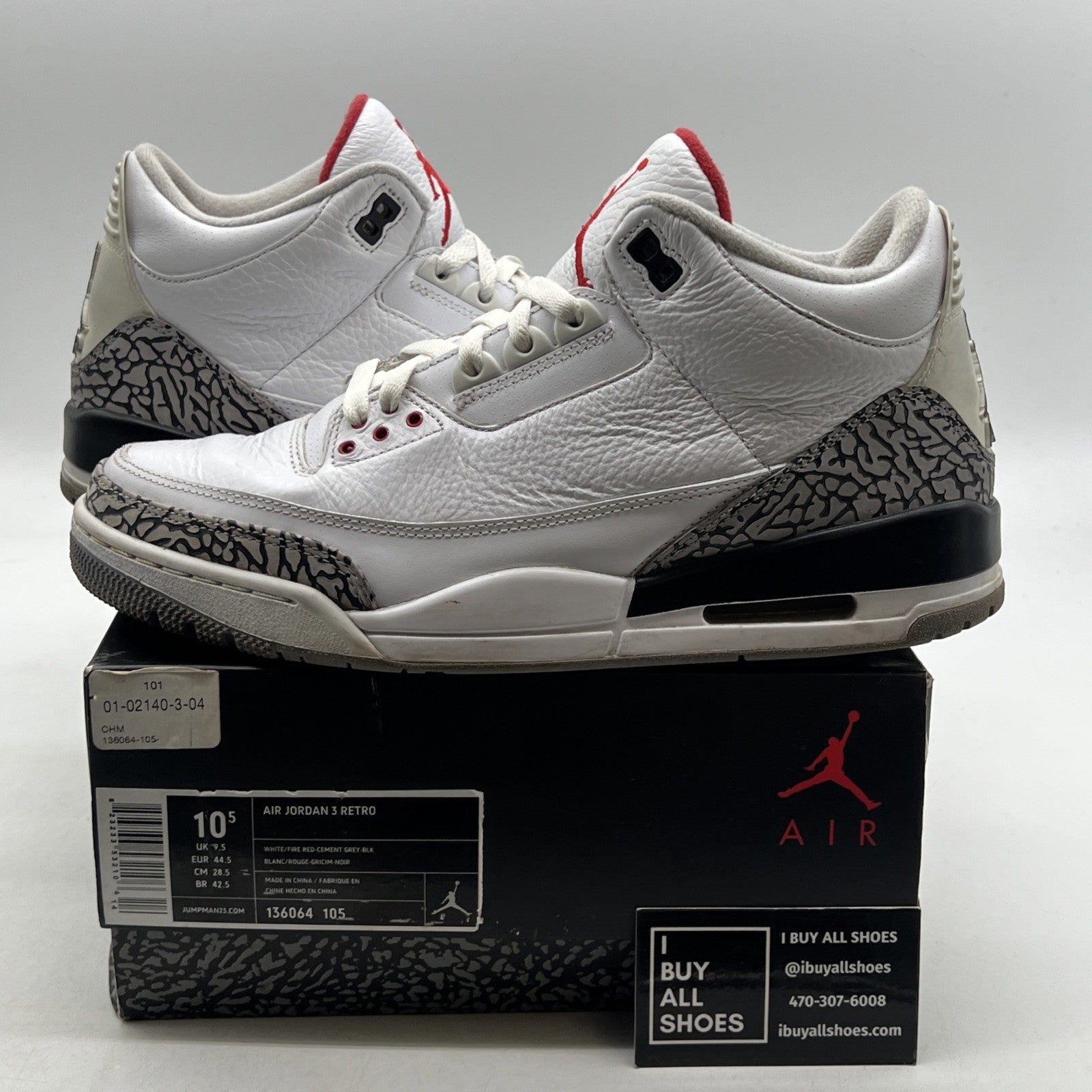 Size 10.5 - Air Jordan 3 Retro Mid White Cement Reimagined (136064-105)