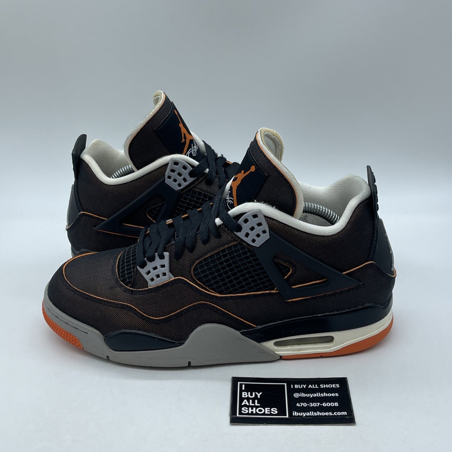 Size 11.5W - Air Jordan 4 Retro Starfish black Orange Leather (CW7183-100)