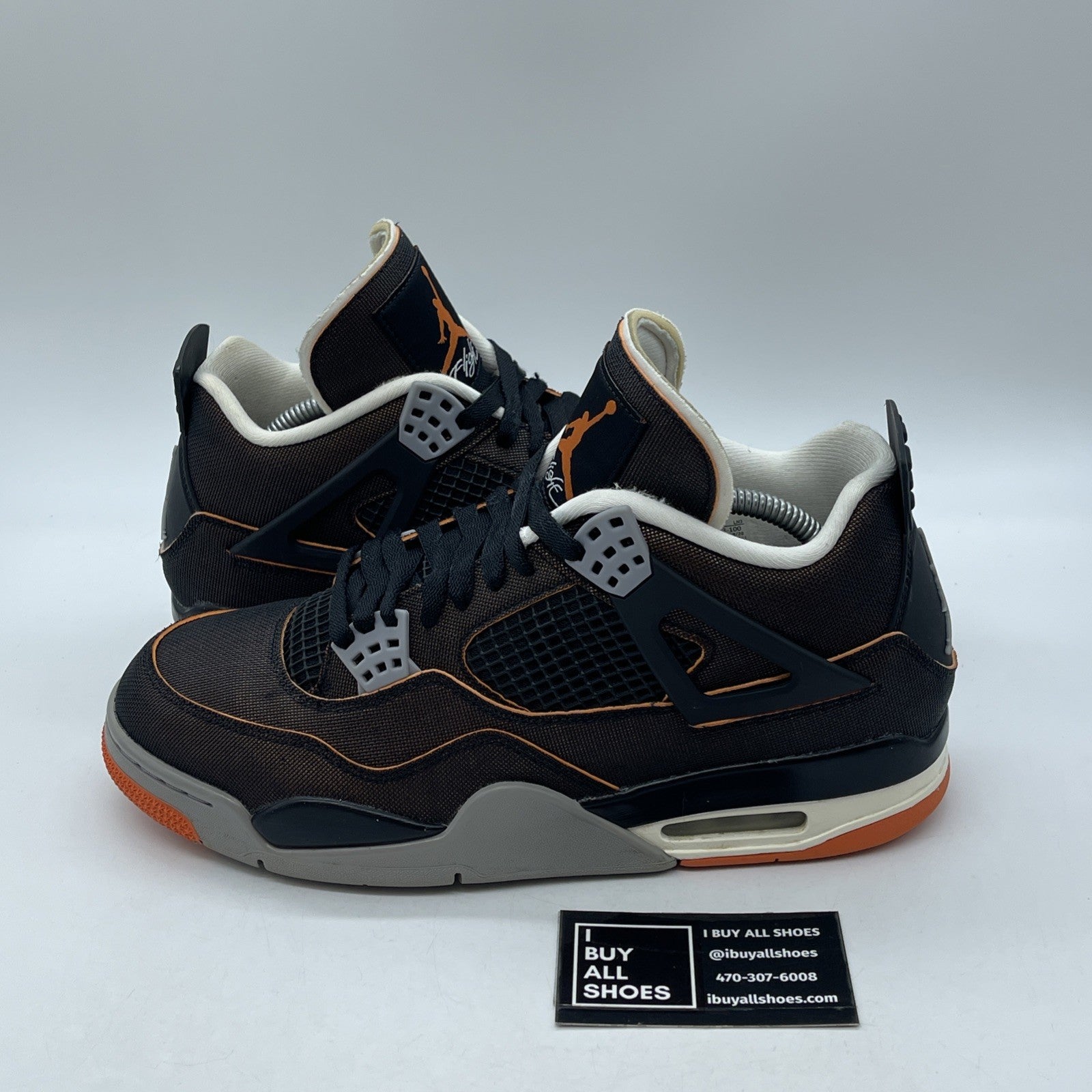 Size 11.5W - Air Jordan 4 Retro Starfish black Orange Leather (CW7183-100)