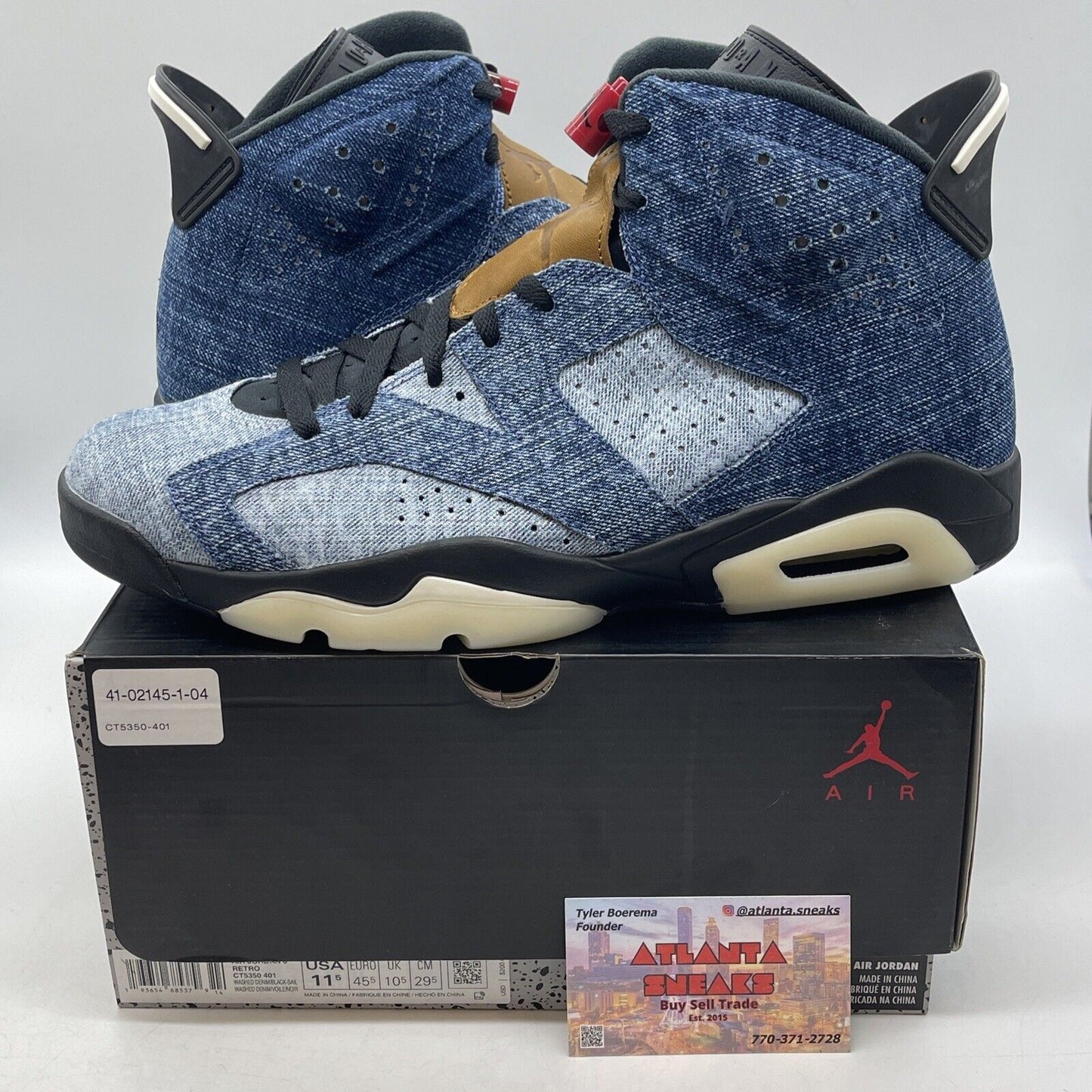 Size 11.5 - Air Jordan 6 Retro Washed Denim white Blue Brown (CT5350-401)