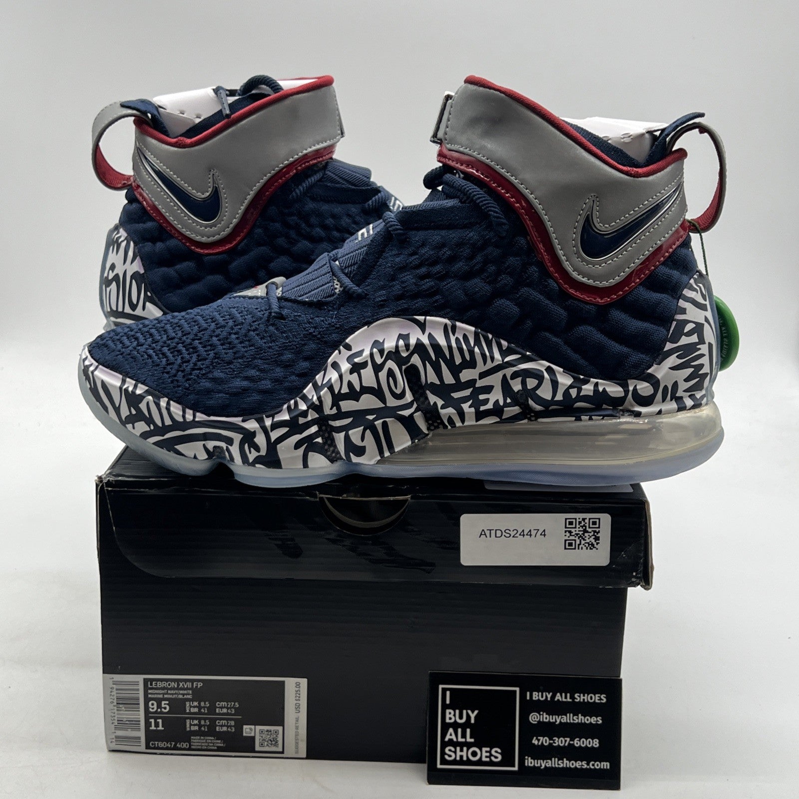 Size 9.5 - Nike LeBron 17 LeBron 4 Cold Blue Graffiti (CT6047-400)