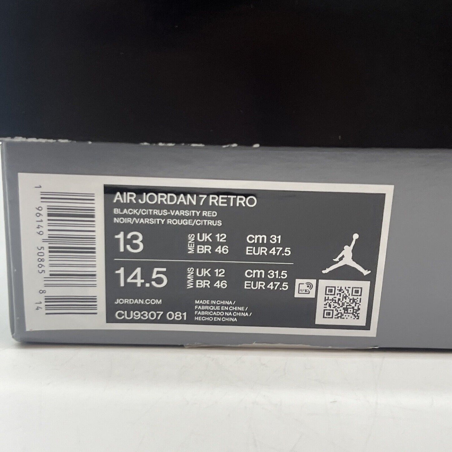 Size 13 - Jordan 7 Retro Citrus Brand New Of All Black Red