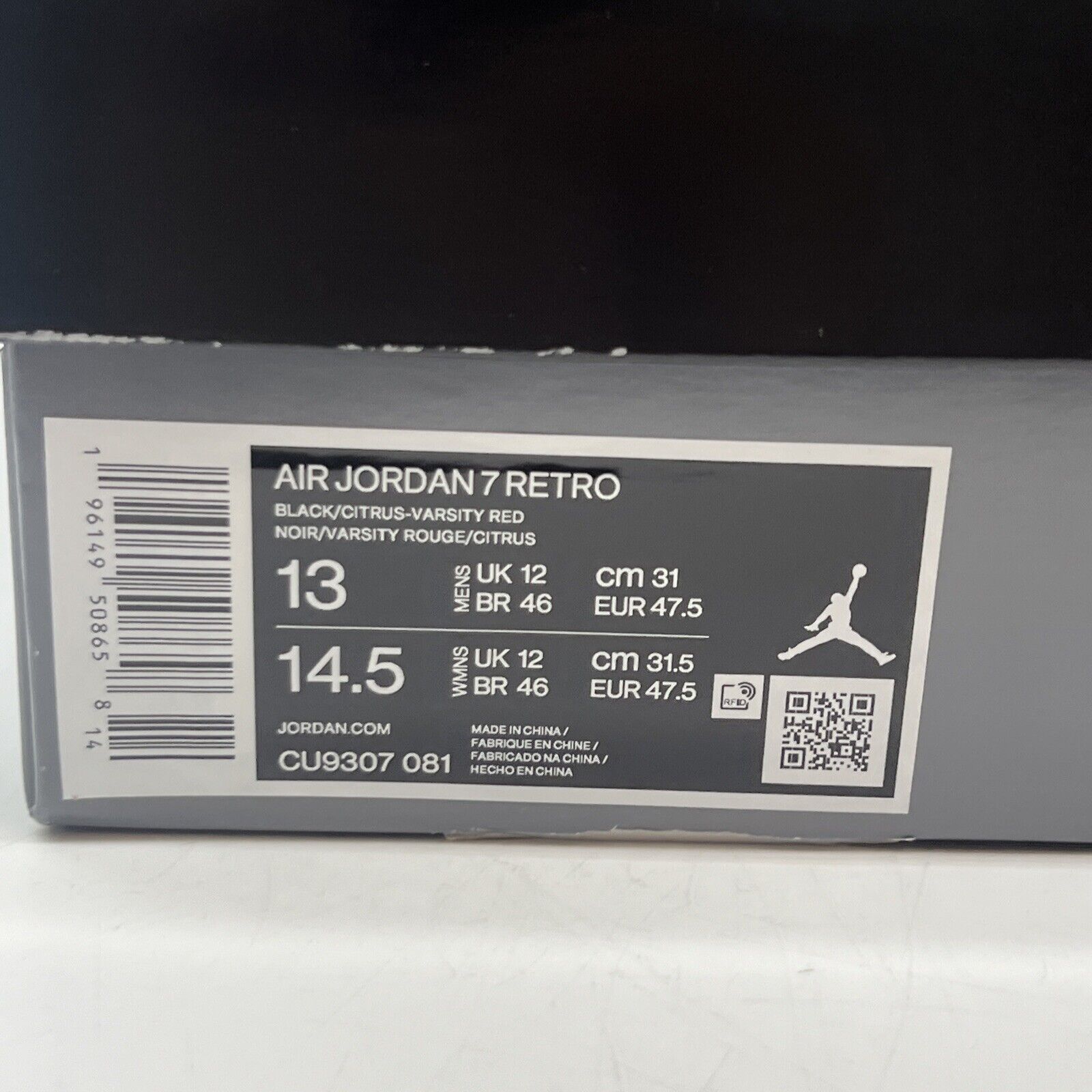 Size 13 - Jordan 7 Retro Citrus Brand New Of All Black Red