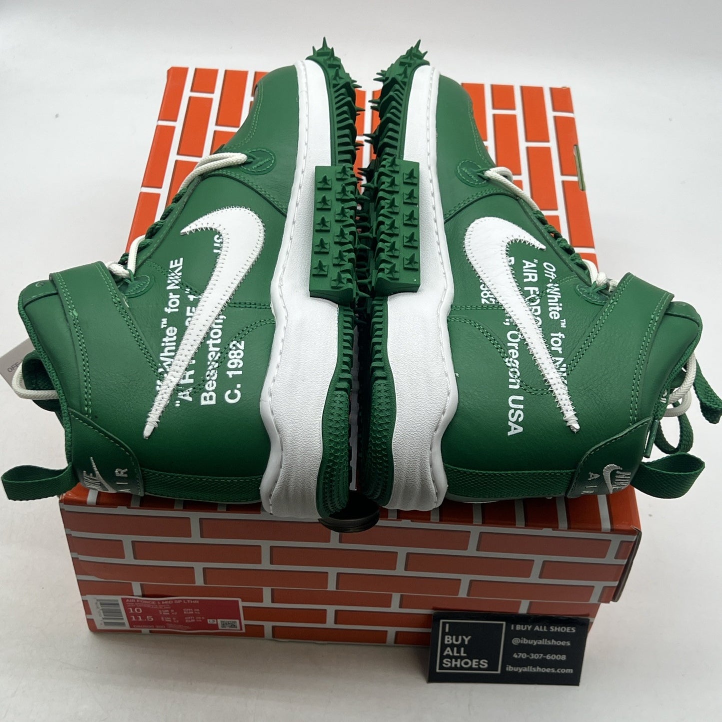 Size 10 - Off-White x Nike Air Force 1 SP Leather Mid Pine Green (DR0500-300)