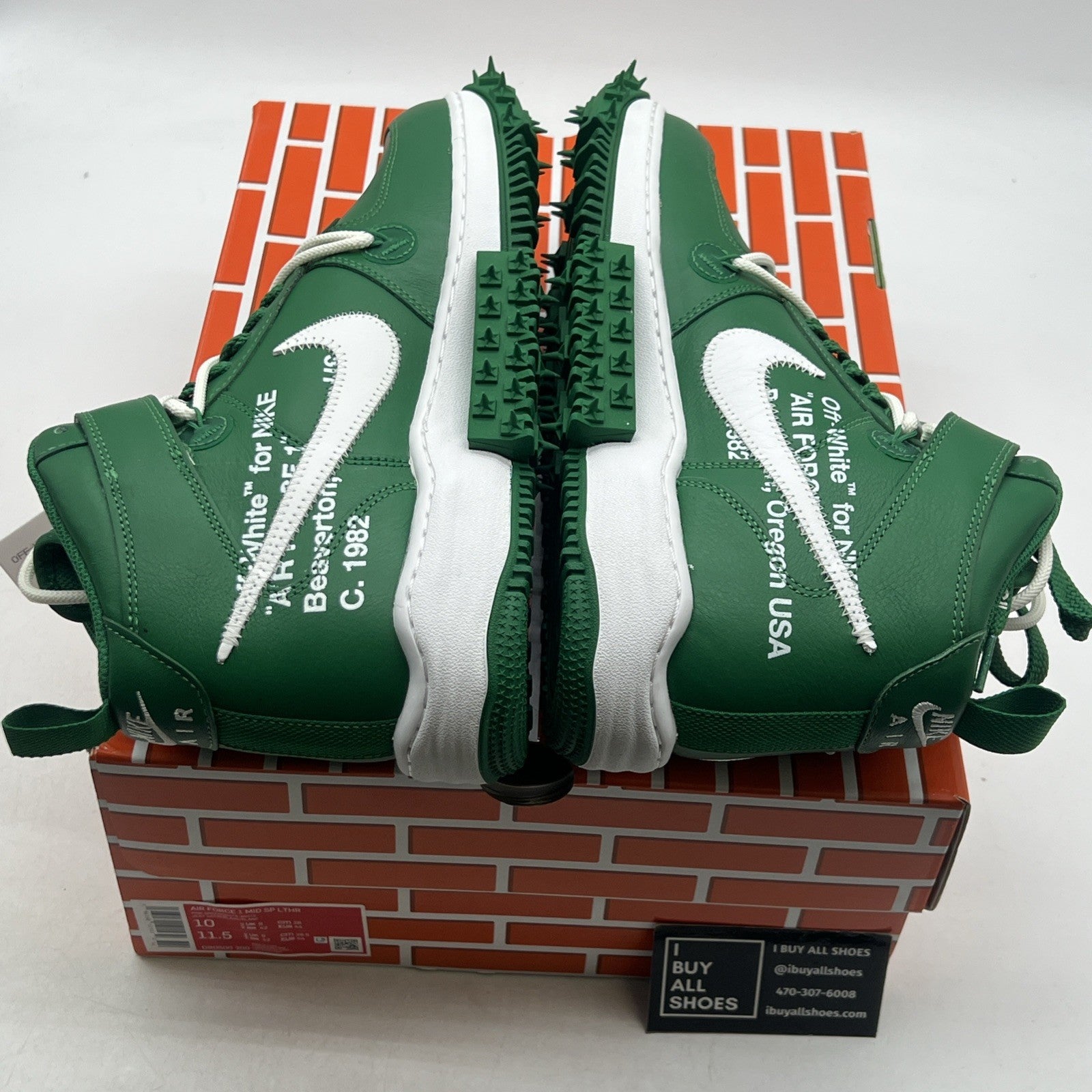 Size 10 - Off-White x Nike Air Force 1 SP Leather Mid Pine Green (DR0500-300)