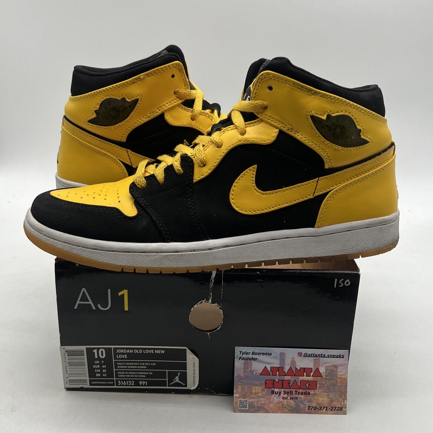 Size 10 - Air Jordan 1 Retro New Love Black Yellow (136085-072)