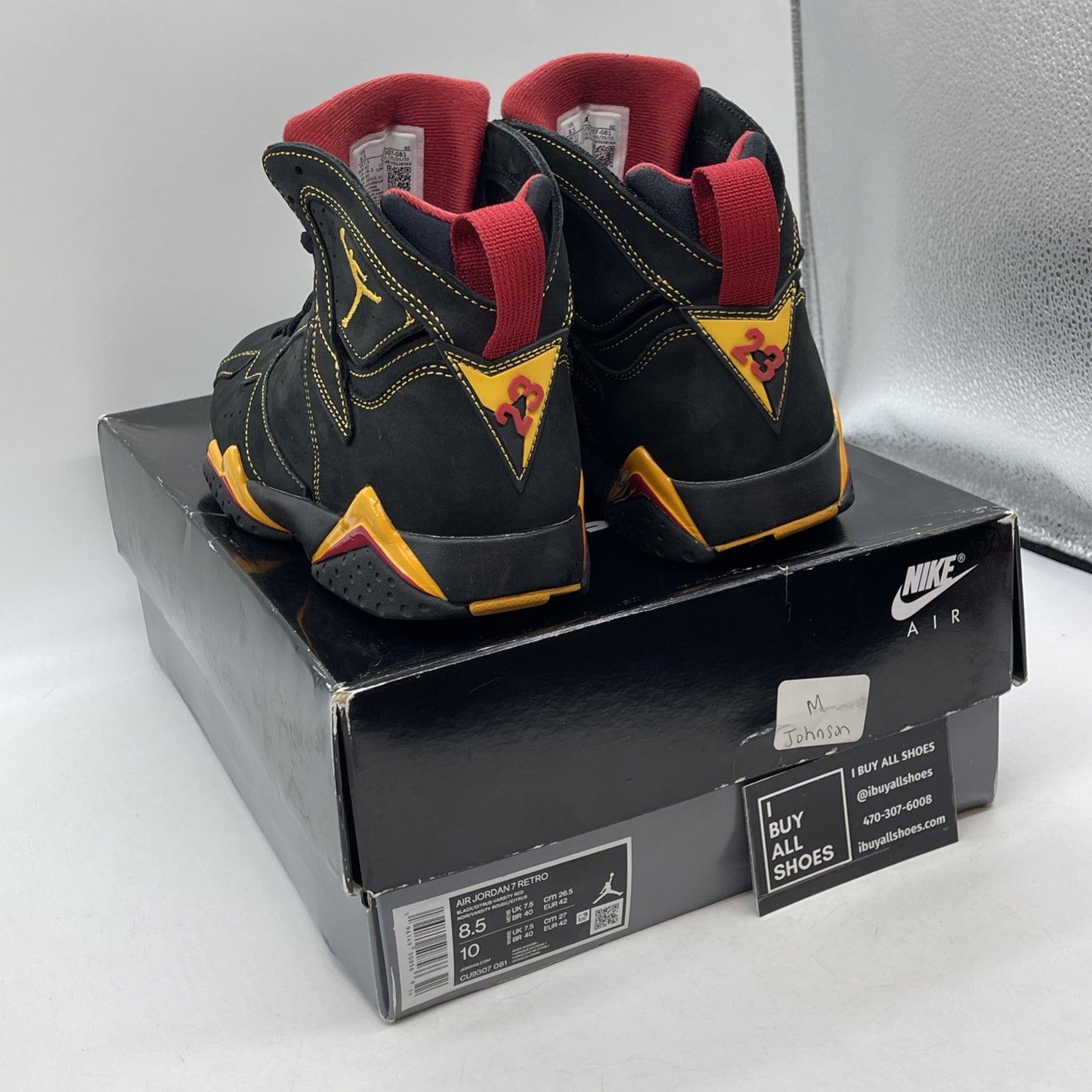 Size 8.5 - Jordan 7 Retro Citrus Black Yellow Black Suede (CU9307-081)