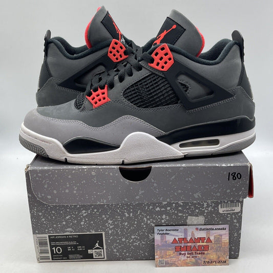 Size 10 - Jordan 4 Retro Mid Infrared White Grey Black White Suede (DH6927-061)