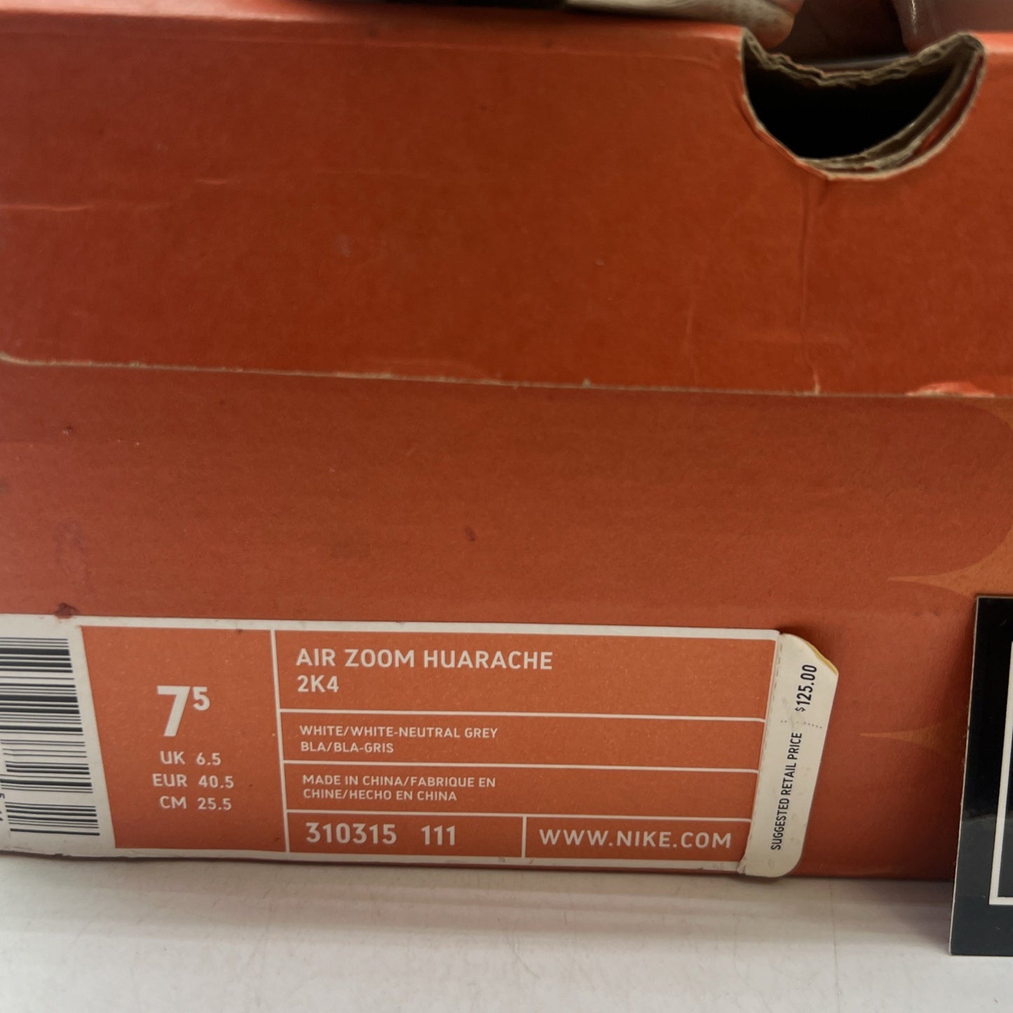 Size 7.5 - Nike Air Zoom Huarache 2K4 White (310315-111)