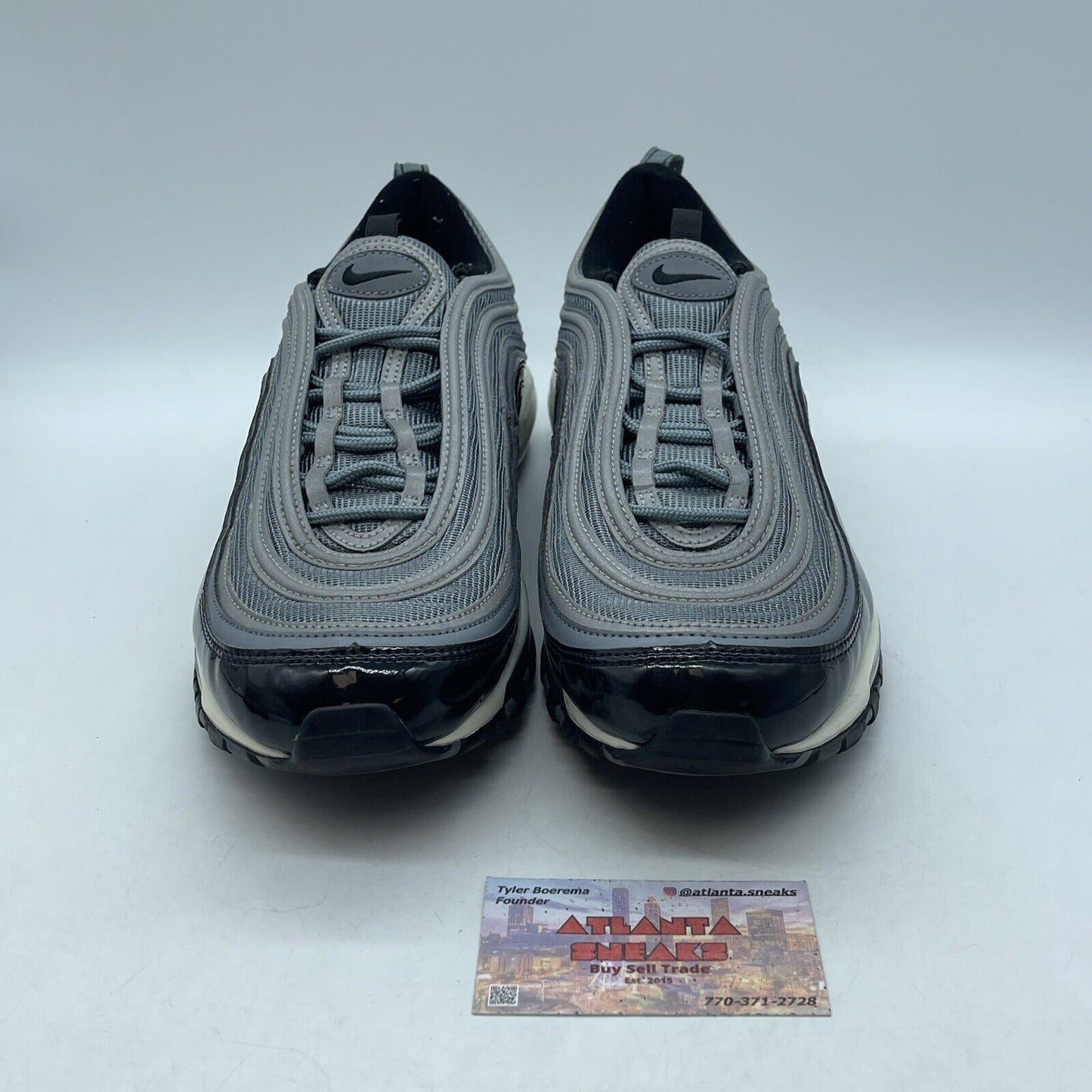 Size 12 - Nike Air Max 97 Patent Leather Grey Black White Leather (921826-010)