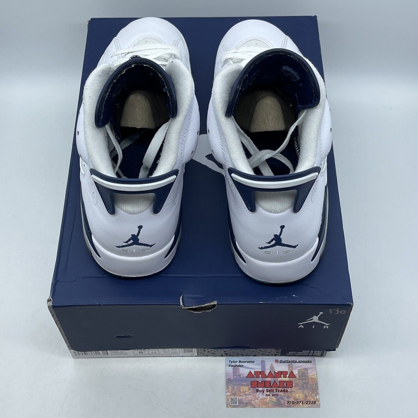 Size 8.5 - Jordan 6 Retro Midnight Navy White Leather (CT8529-141)