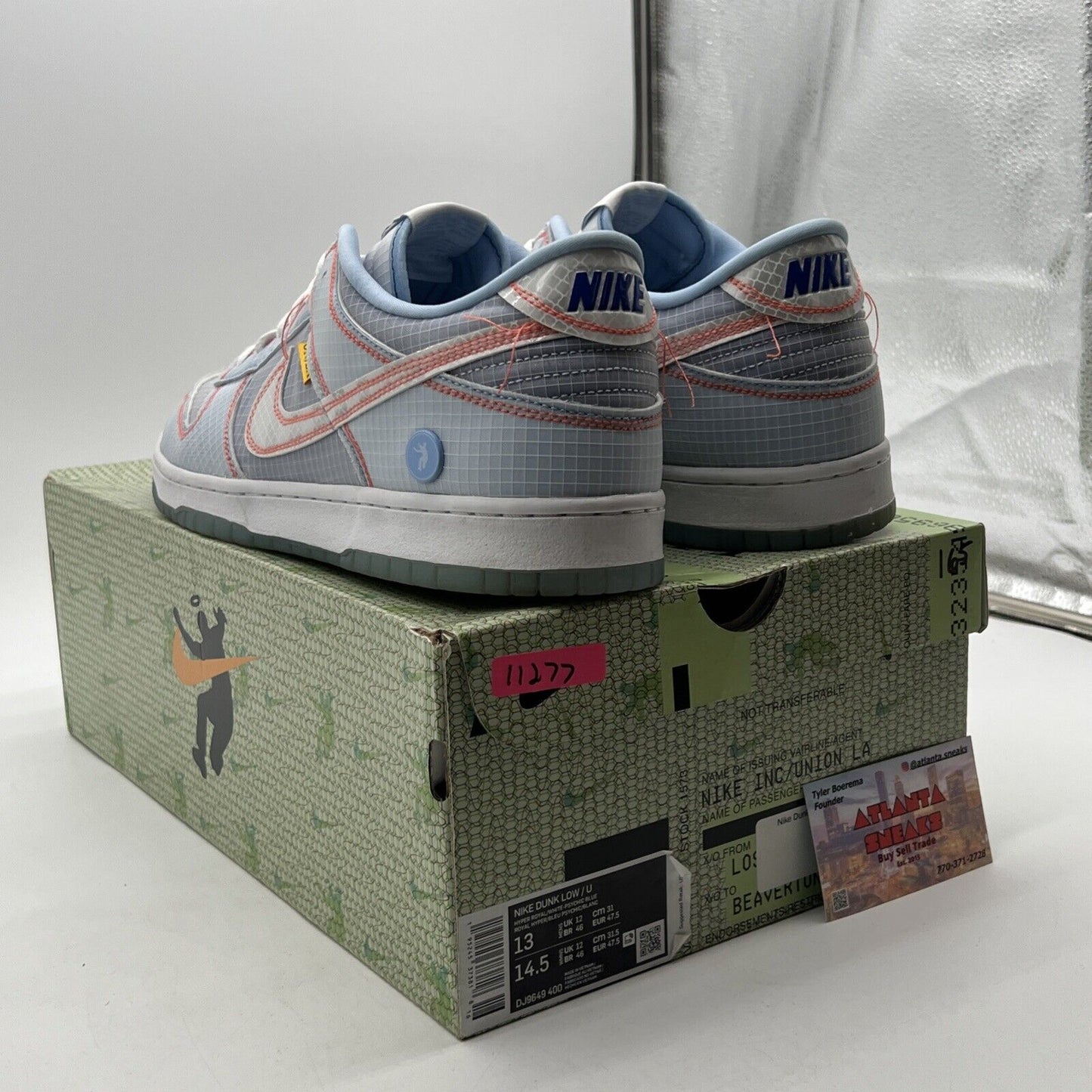 Size 13 - Nike Dunk Low x Union LA Passport Pack - Argon (DJ9649-400)