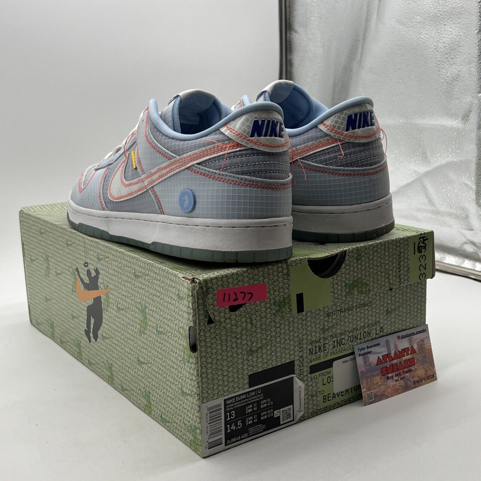 Size 13 - Nike Dunk Low x Union LA Passport Pack - Argon (DJ9649-400)