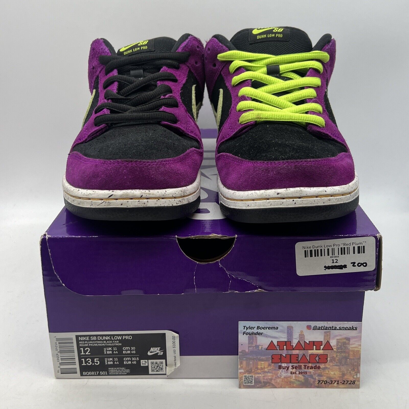 Size 12 - Nike Dunk Pro SB Low Red Plum Black Purple Suede White (BQ6817-501)