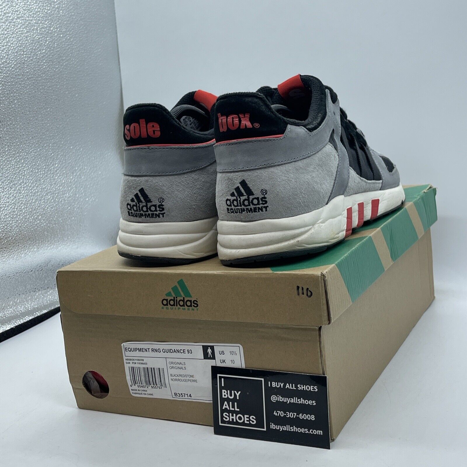 Size 10.5 - adidas Solebox x EQT Running Guidance 93 Gray Black Suede (B35714)