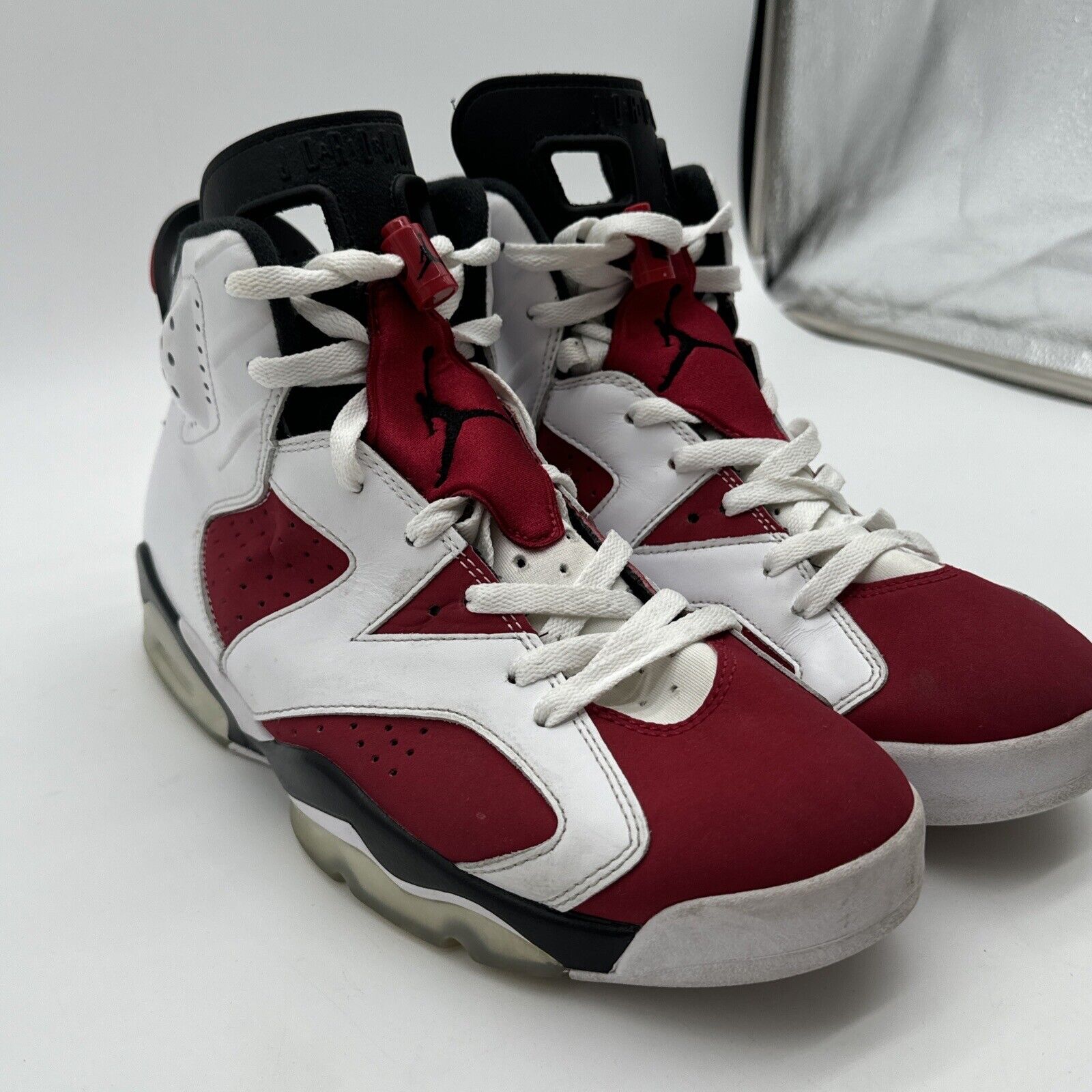 Size 9.5 - Jordan 6 Retro OG Mid Carmine White Red Suede Leather Black Icy Soles