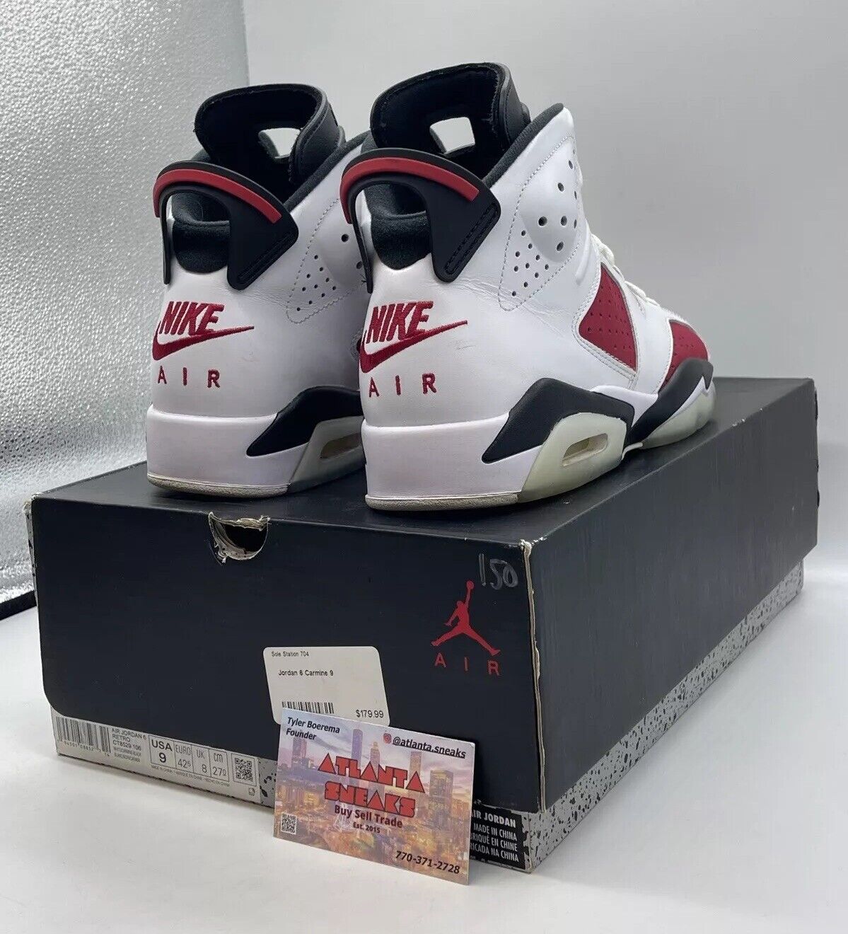 Size 9 - Jordan 6 Retro OG Mid Carmine White Red Black (CT8529-106)