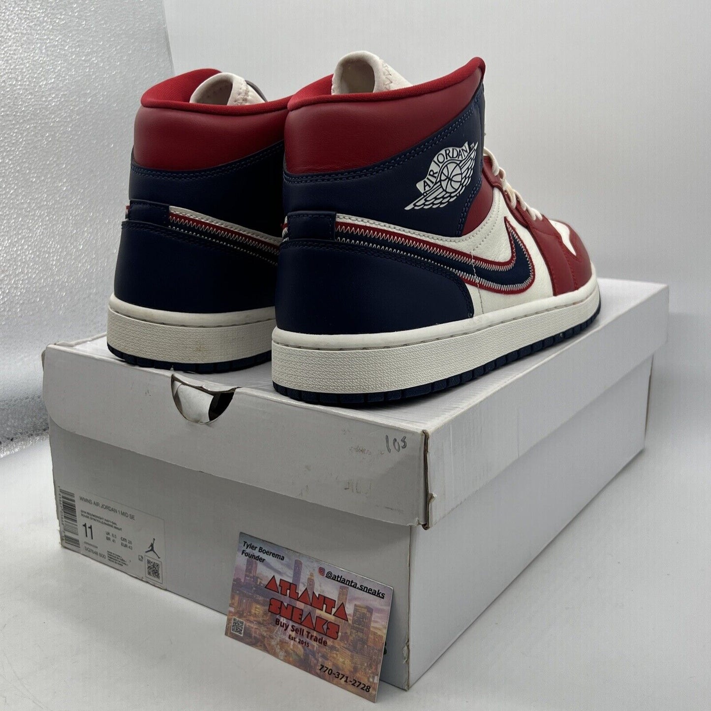 Size 11 - Air Jordan 1 SE 2022 Mid USA W Red White Navy Leather (DQ7648-600)