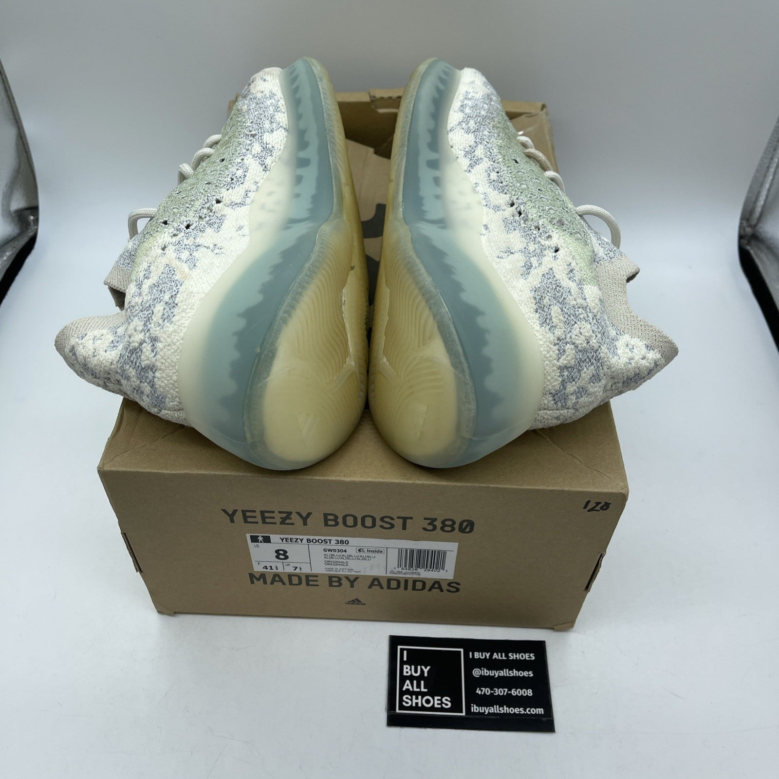 Size 8 - adidas Yeezy Boost 380 Alien Blue White Suede (GW0304)