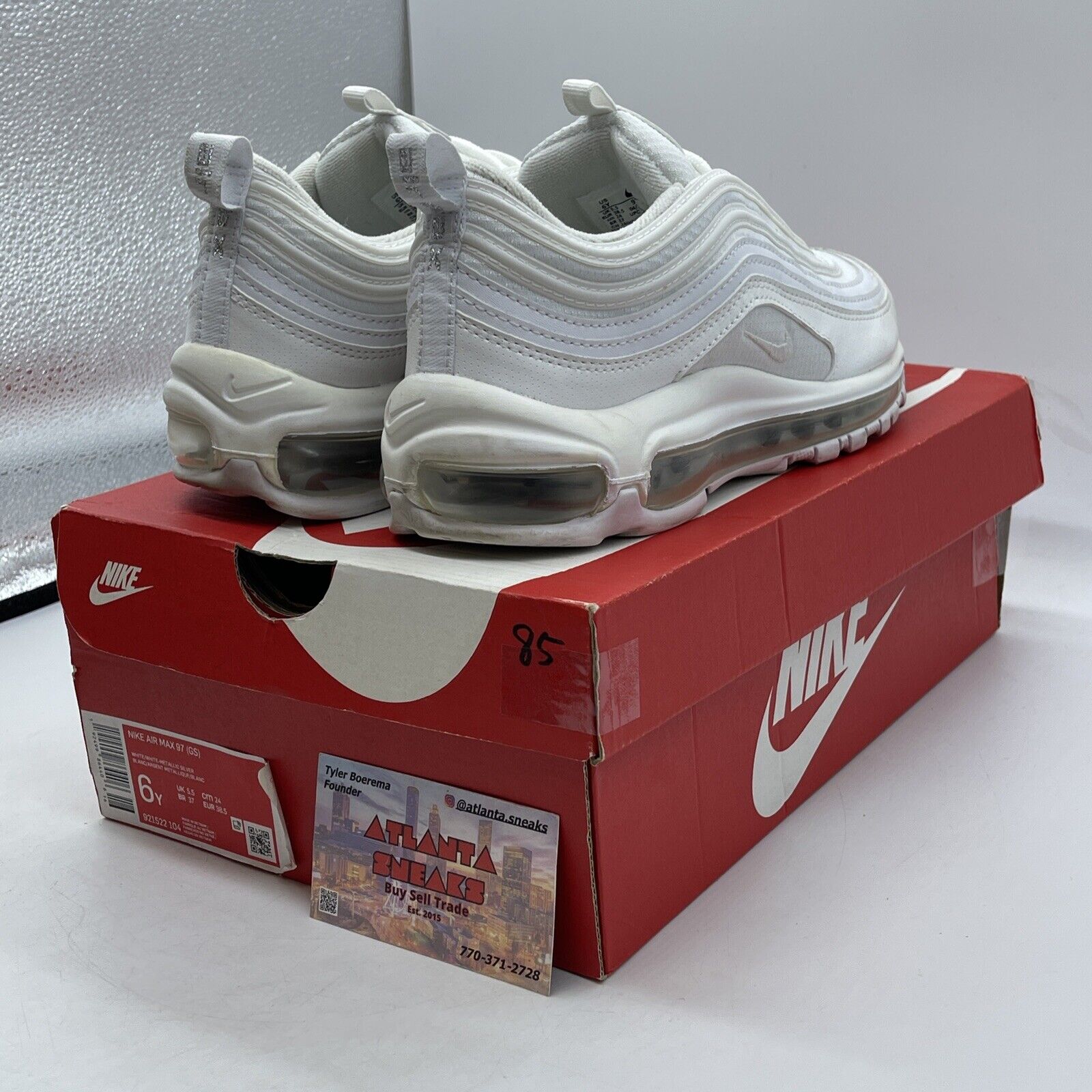 Size 6 (GS) - Nike Air Max 97 Low White Metallic Silver (921522-104)