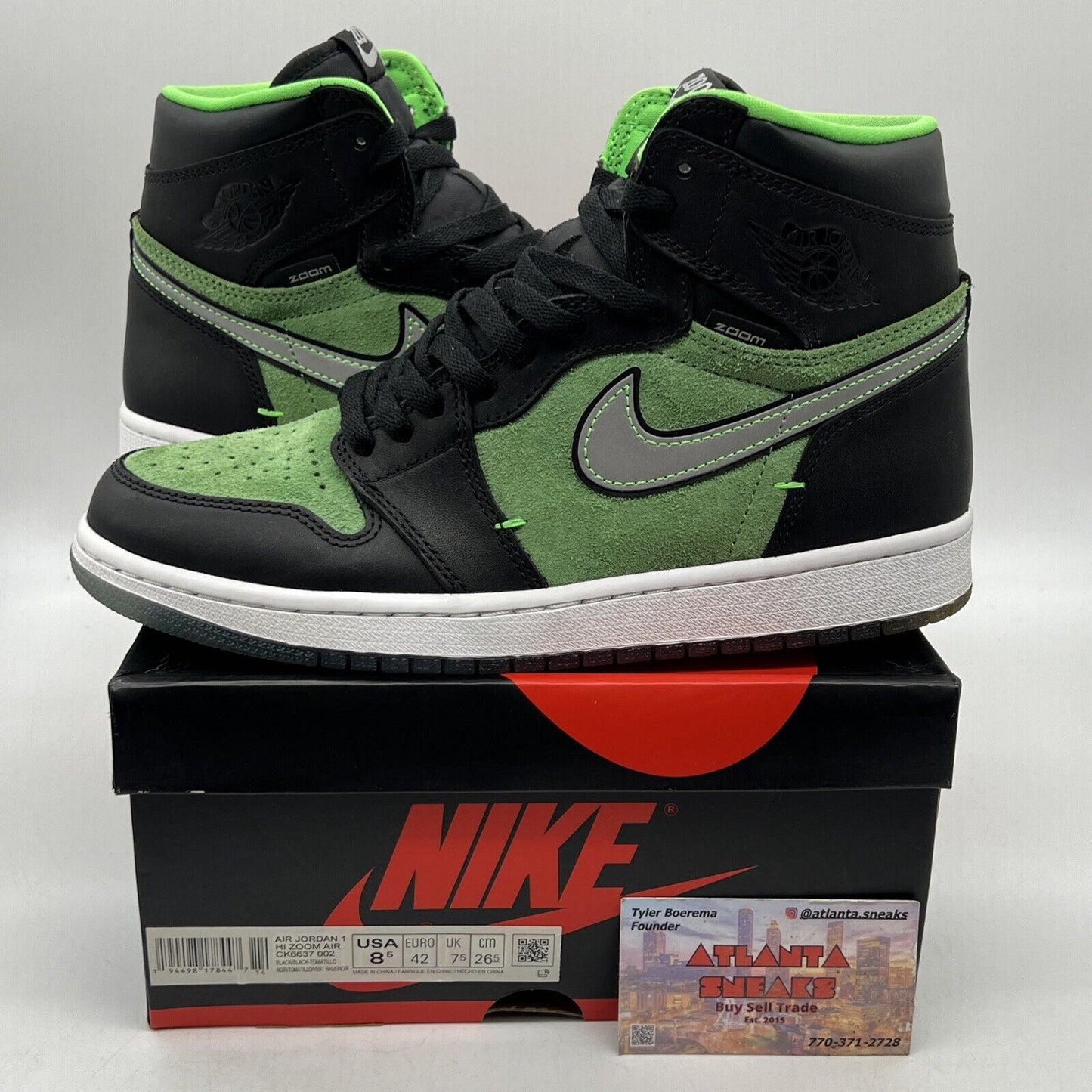 Size 8.5 - Air Jordan 1 Zoom Zen Green Black White Icey (CK6637-002)