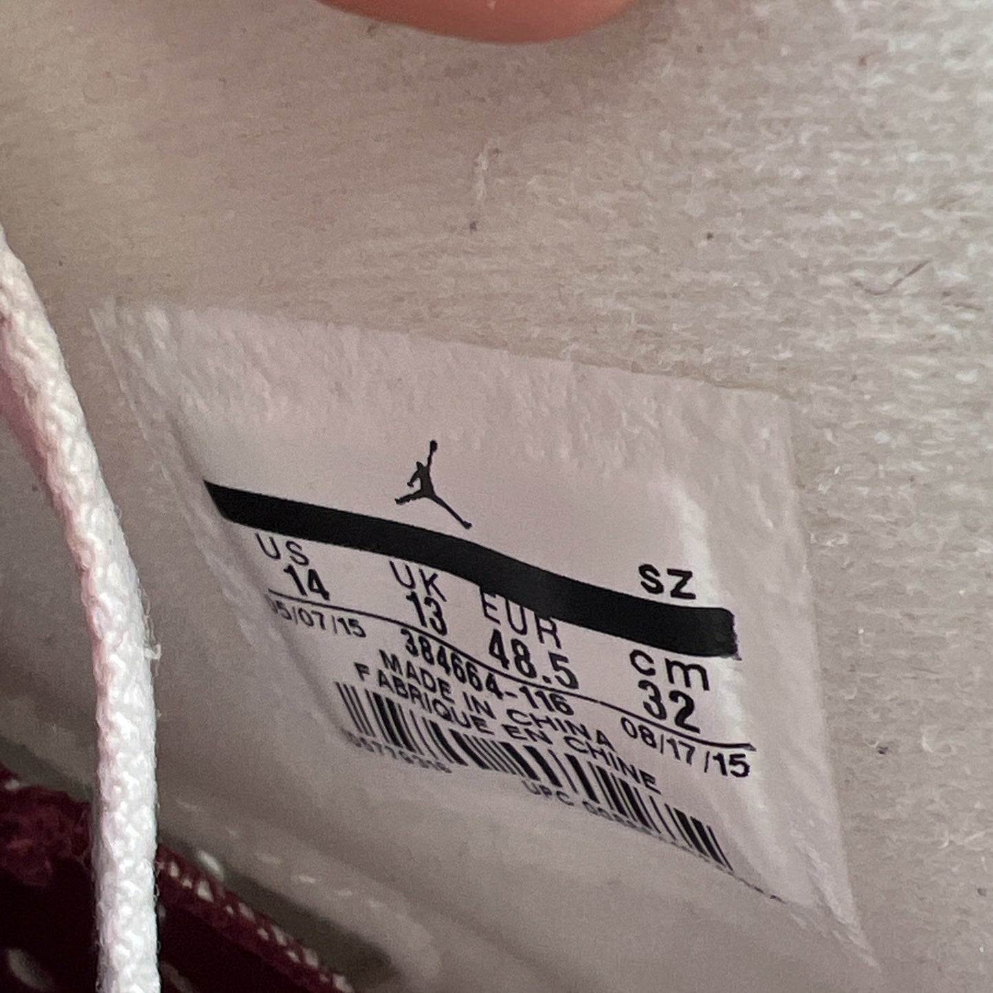 Size 14 - Air Jordan 6 Retro 2015 Maroon (384664-116)