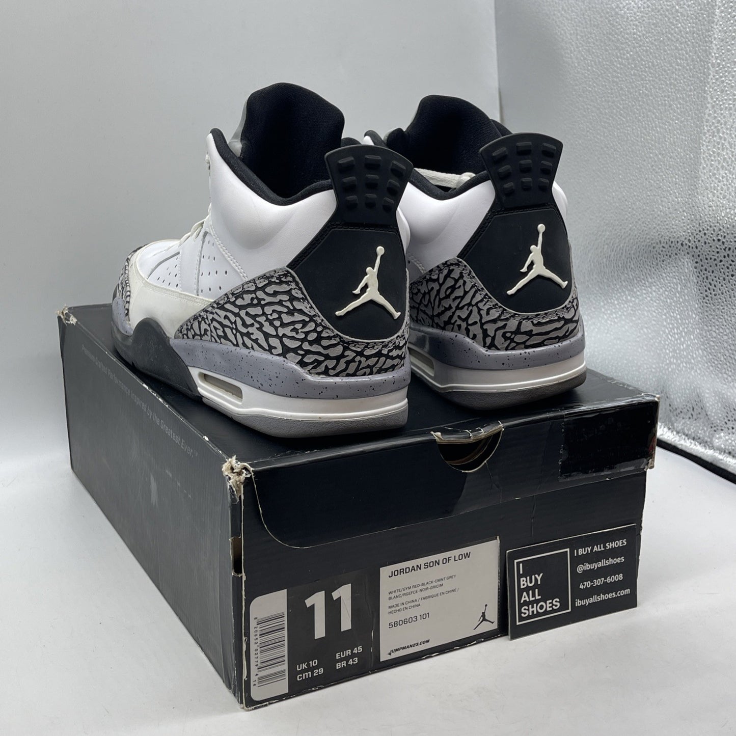 Size 11 - Jordan Son of Mars Low White Cement Suede Leather (580603-101)