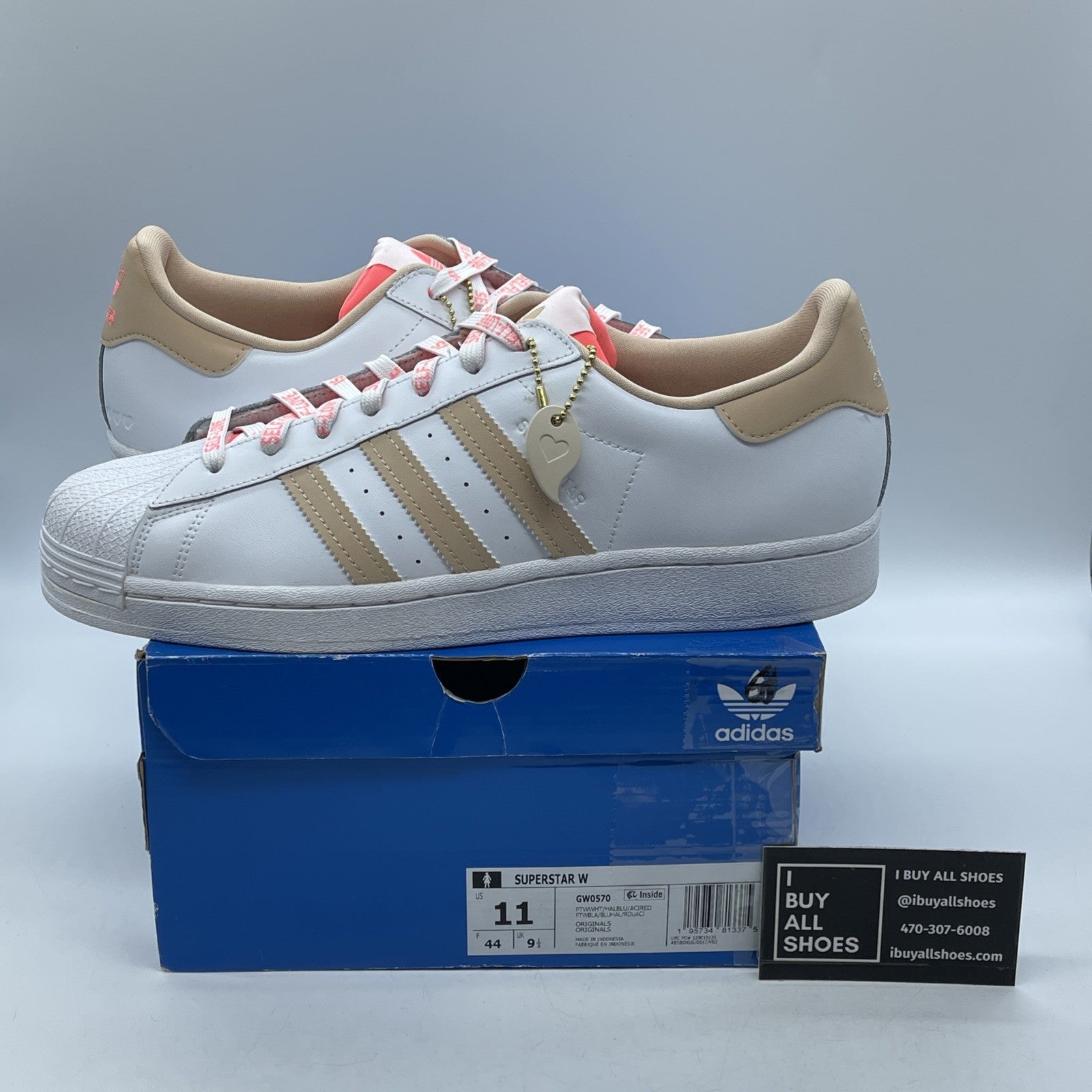 Size 11W - adidas Superstar Self Love White Pink Leather (GW0570)