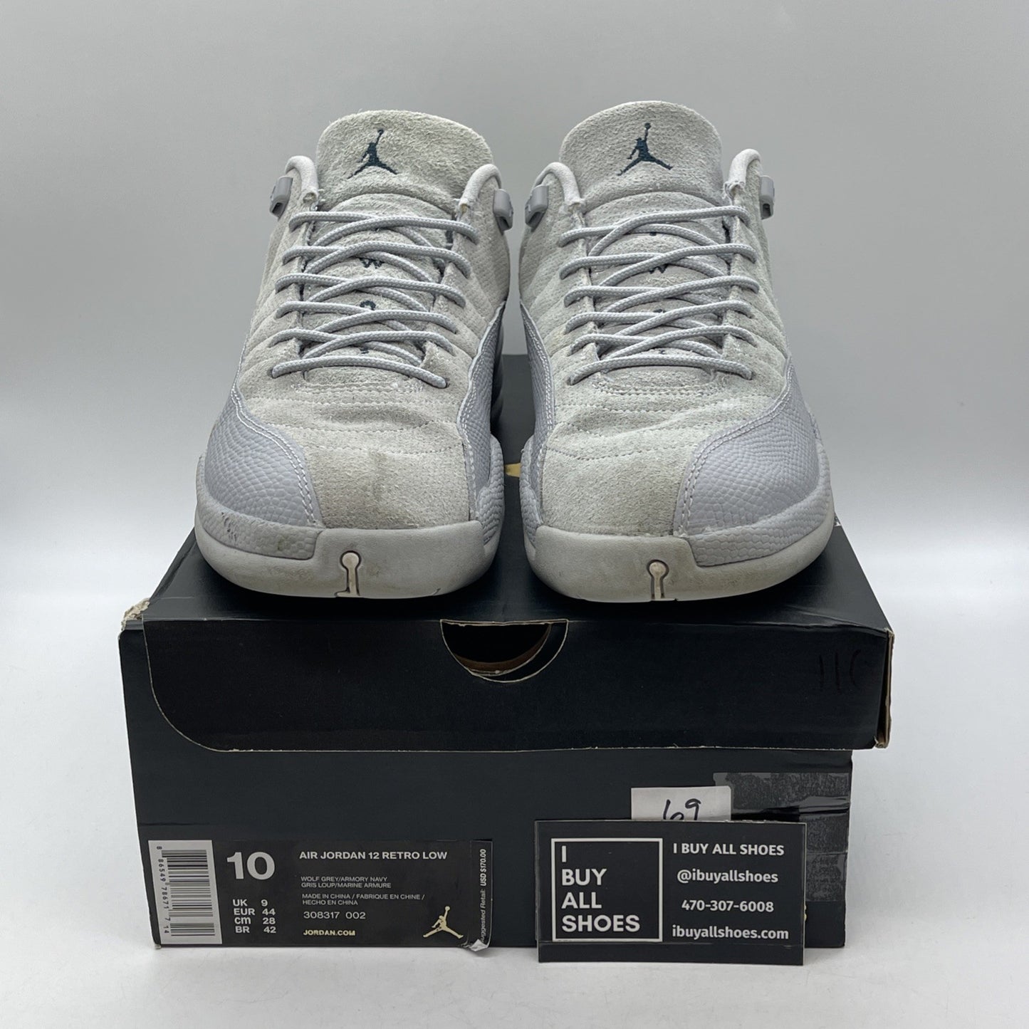 Size 10 - Air Jordan 12 Retro Low Wolf Grey Suede Leather (308317-002)