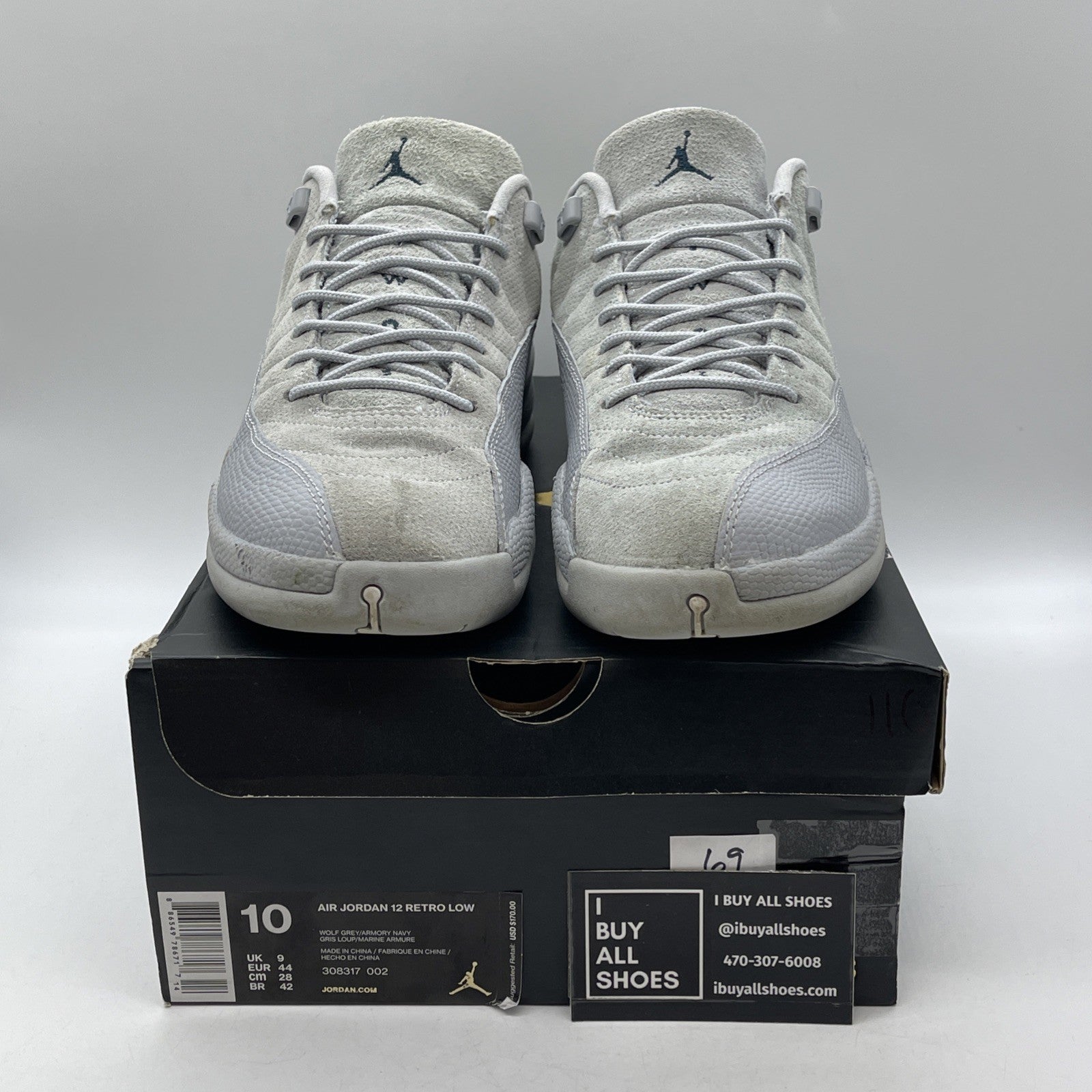 Size 10 - Air Jordan 12 Retro Low Wolf Grey Suede Leather (308317-002)