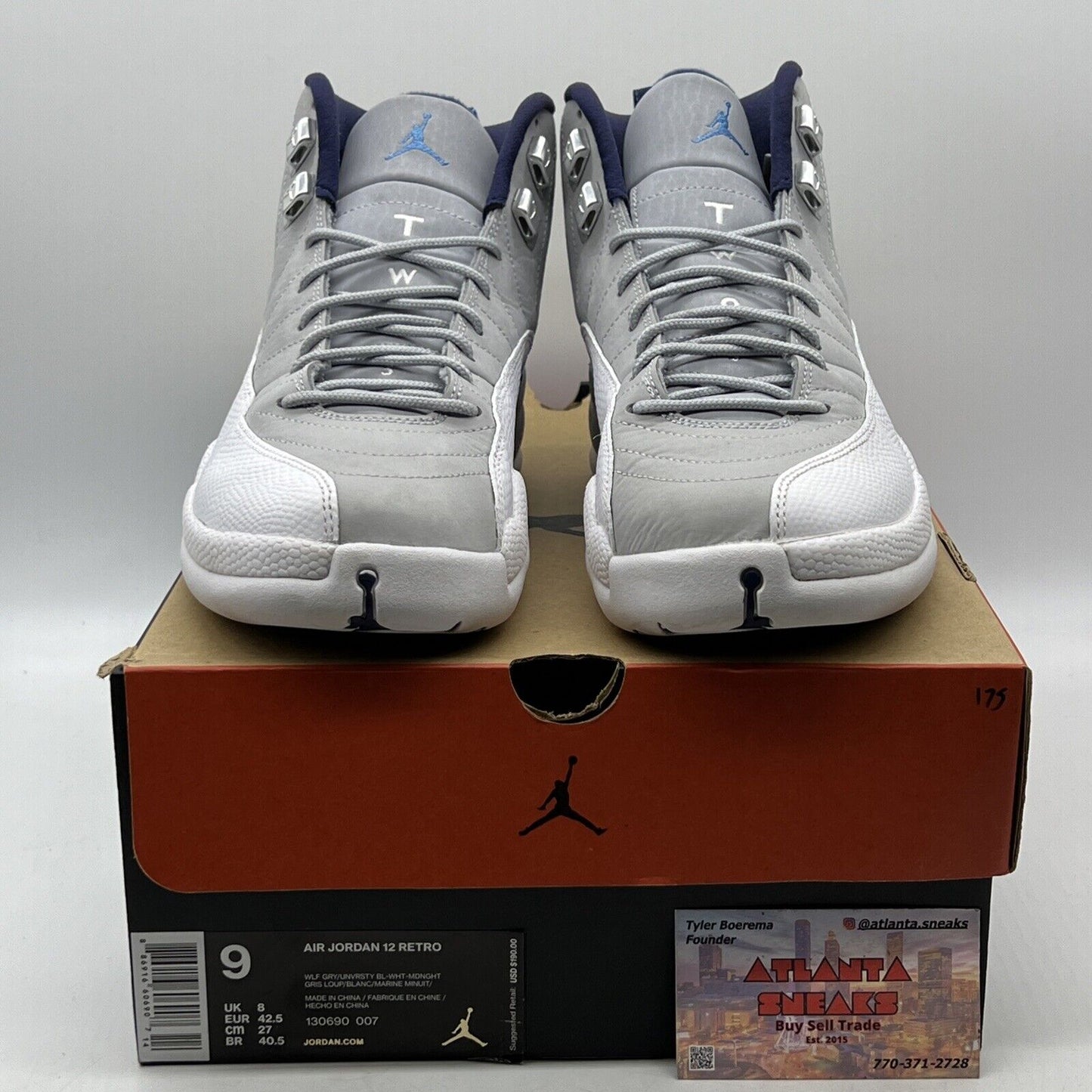 Size 9 - Air Jordan 12 Retro Grey University Blue White Leather Suede 130690-007