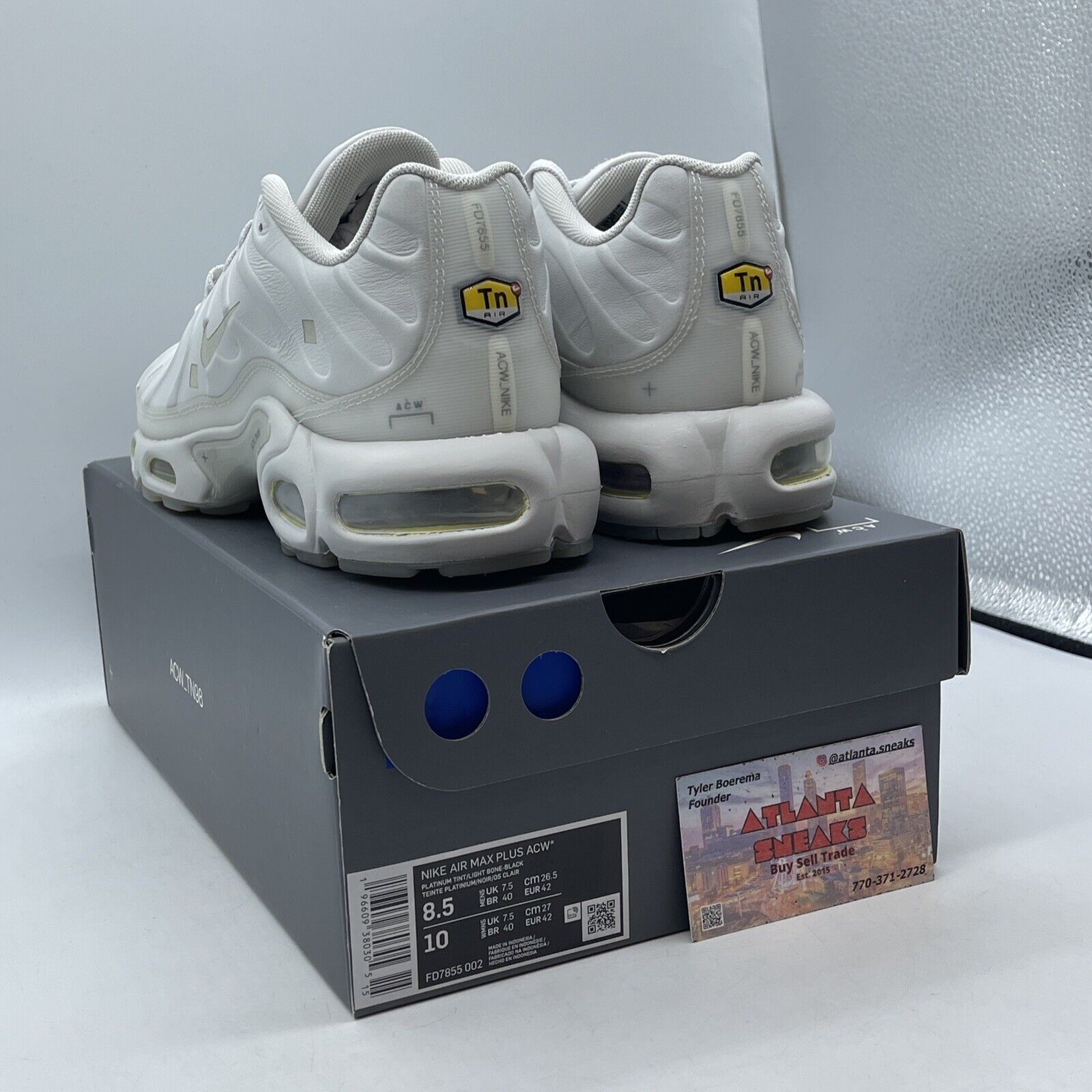 Size 8.5 - Nike A-Cold-Wall* x Air Max Plus Platinum Tint Leather (FD7855-002)