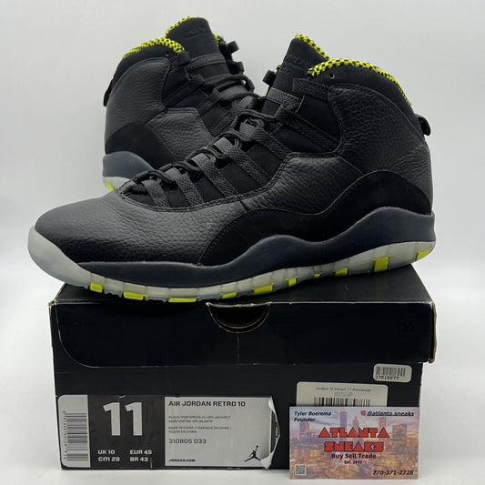 Size 11 - Air Jordan 10 Retro Venom Black Grey Icey Leather (310806-003)