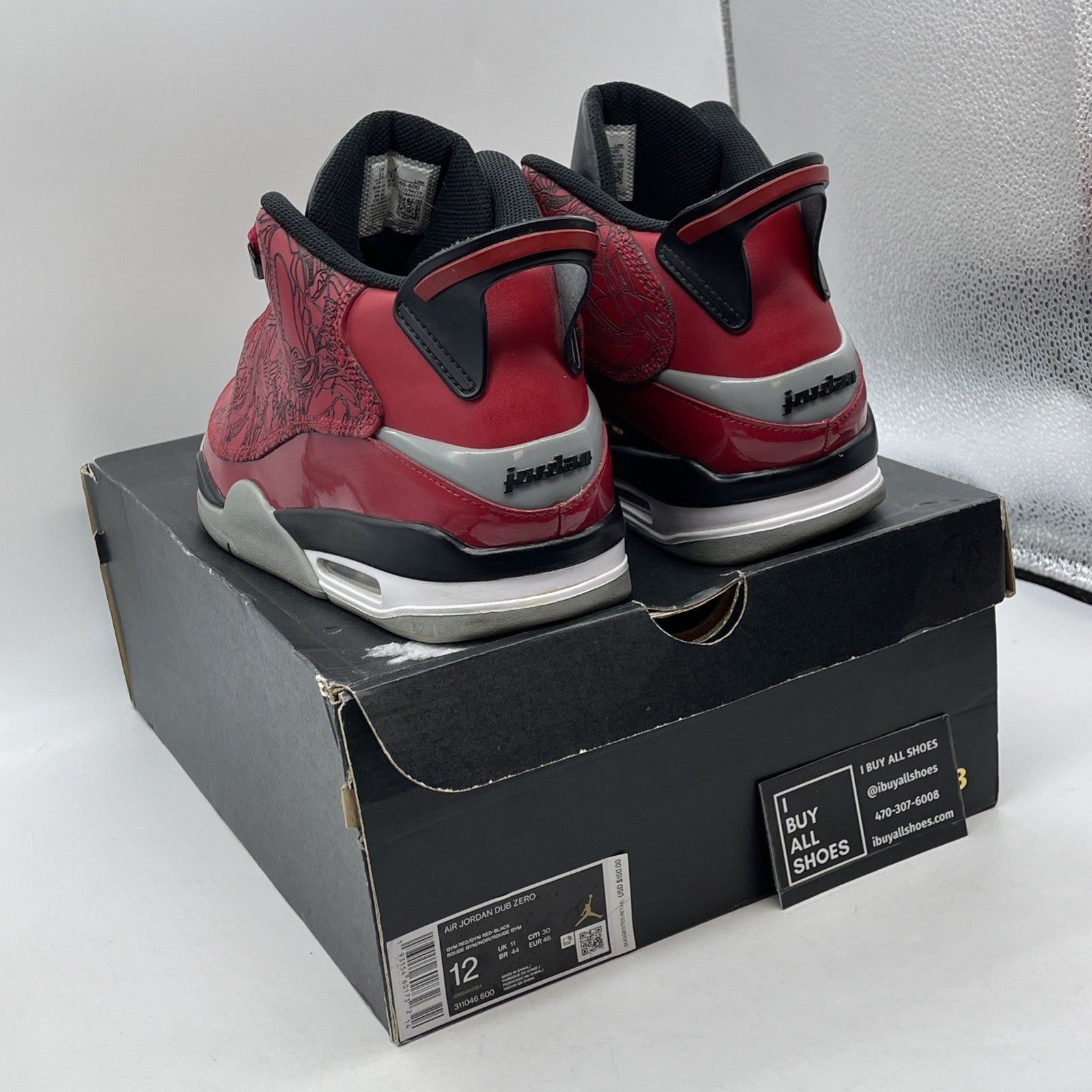 Size 12 - Jordan Dub Zero Toro Bravo Red Grey Black Leather (311046-600)