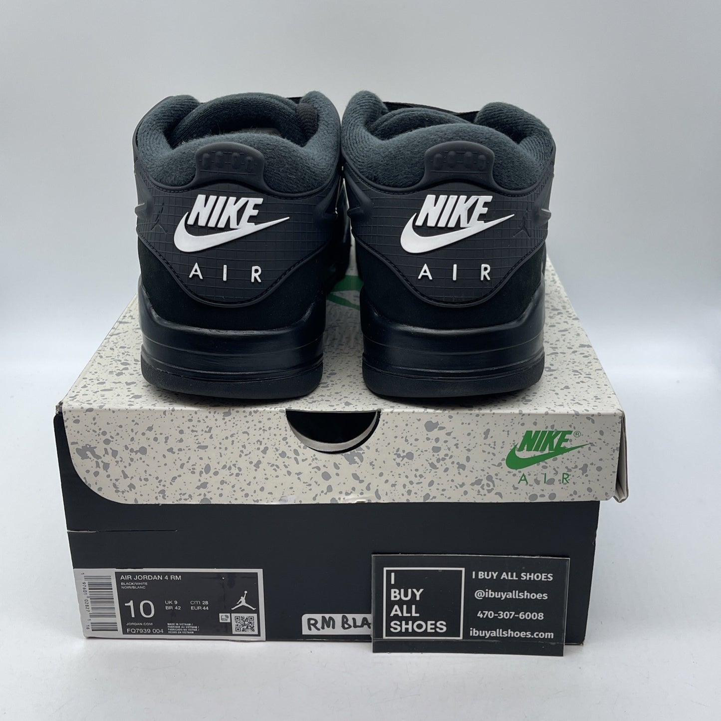 Size 10 - Air Jordan 4 RM Black Cat Black White Suede (FQ7939-004)