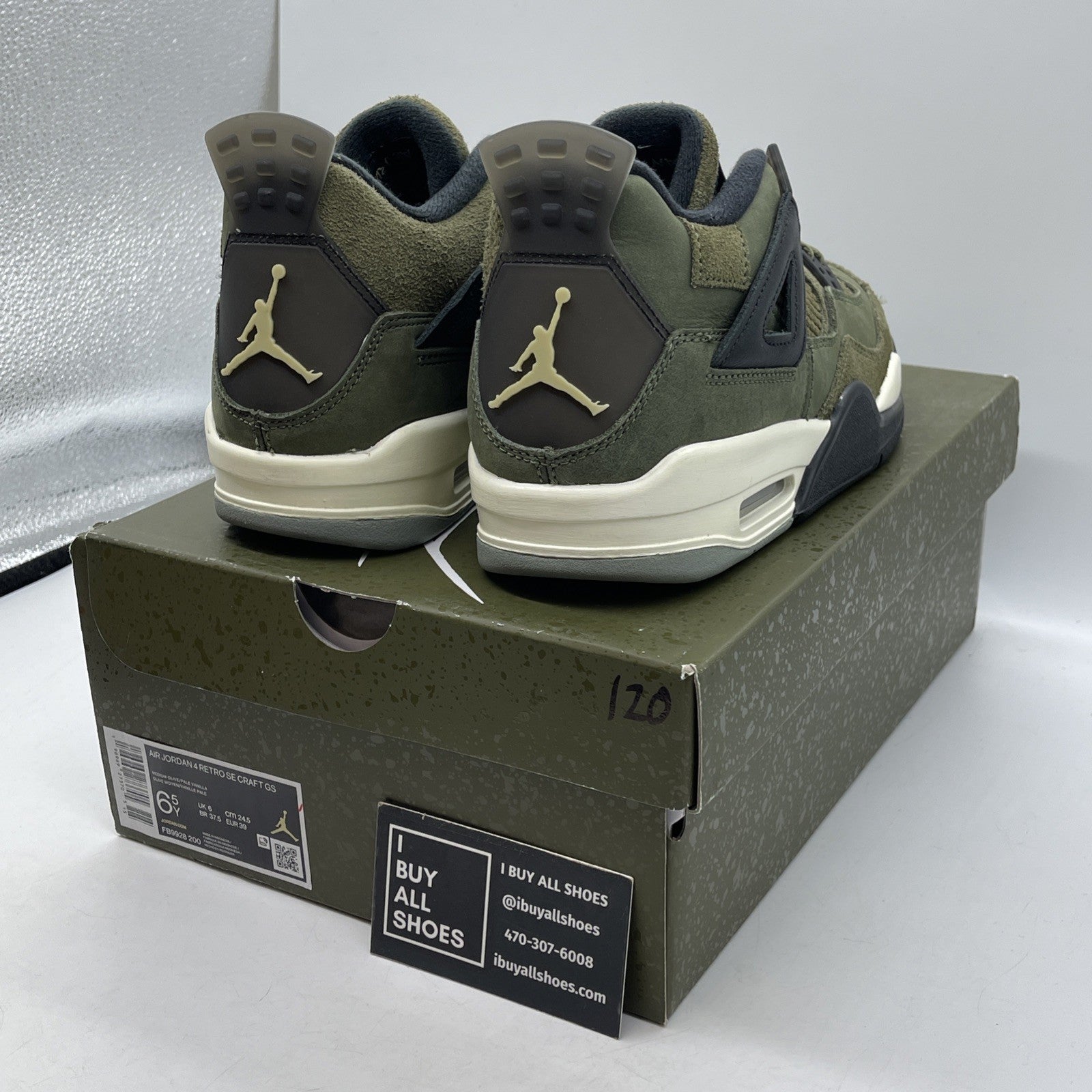 Size 6.5Y (GS) - Jordan 4 SE Retro Low Craft - Olive Black Suede (FB9928-200)