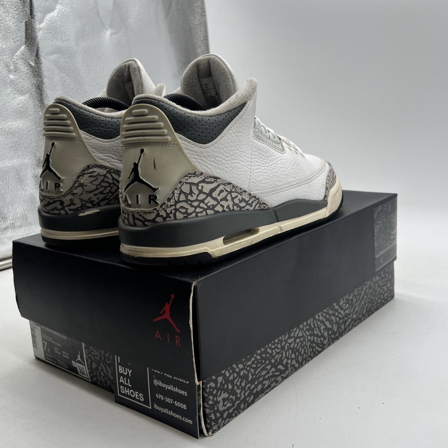 Size 7Y - Nike Air Jordan 3 Retro White/ Black-Iron (DX6665-100)