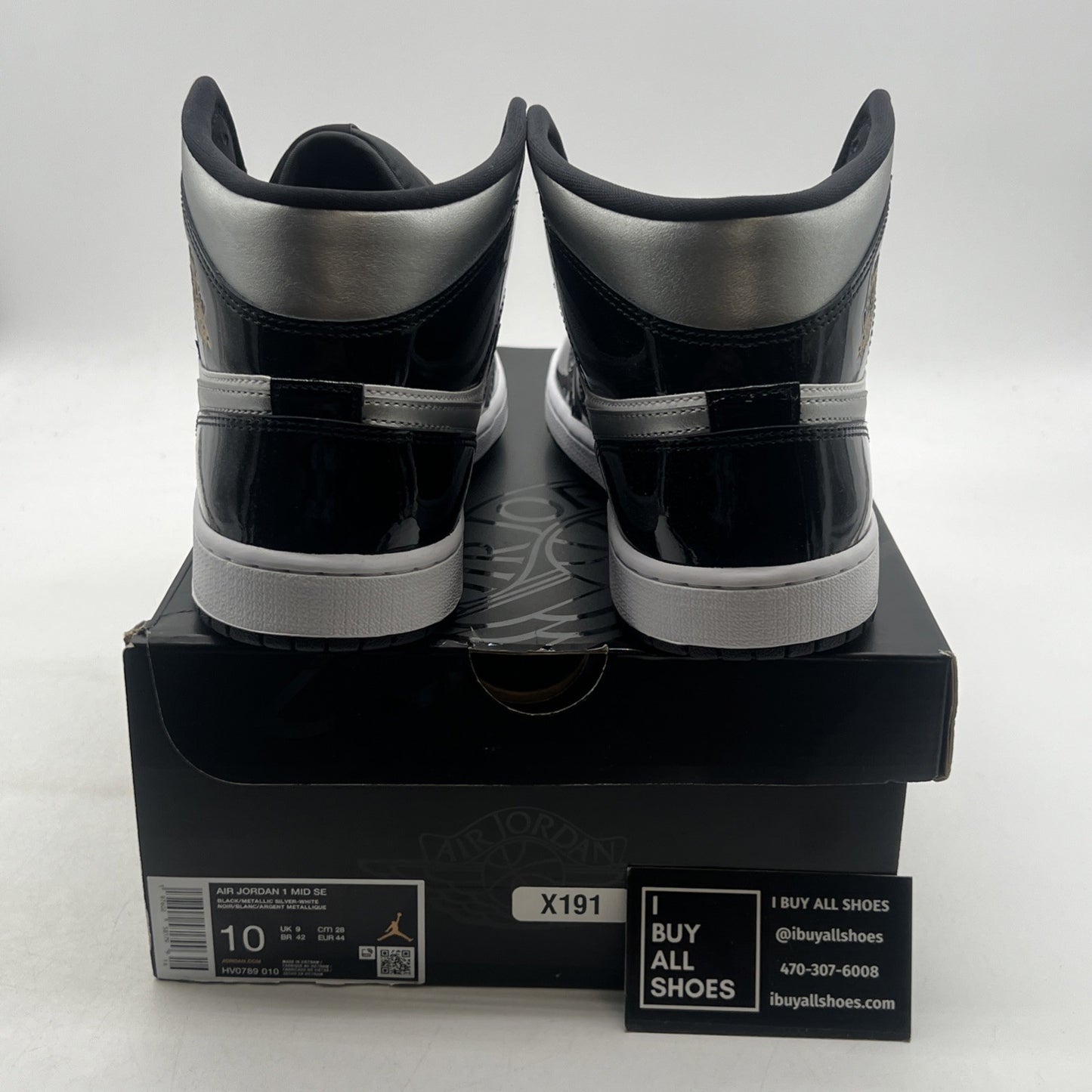 Size 10 - Air Jordan 1 SE Mid Black White Metallic Silver (HV0789-010)