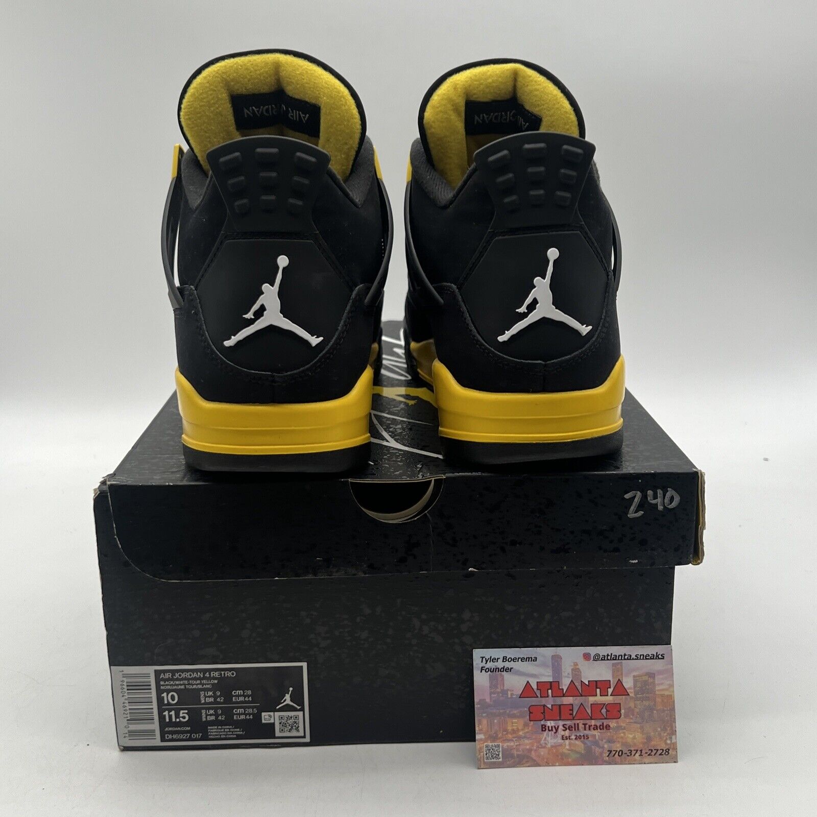 Size 10 - Jordan 4 Retro Mid Thunder Black Yellow Suede (DH6927-017)