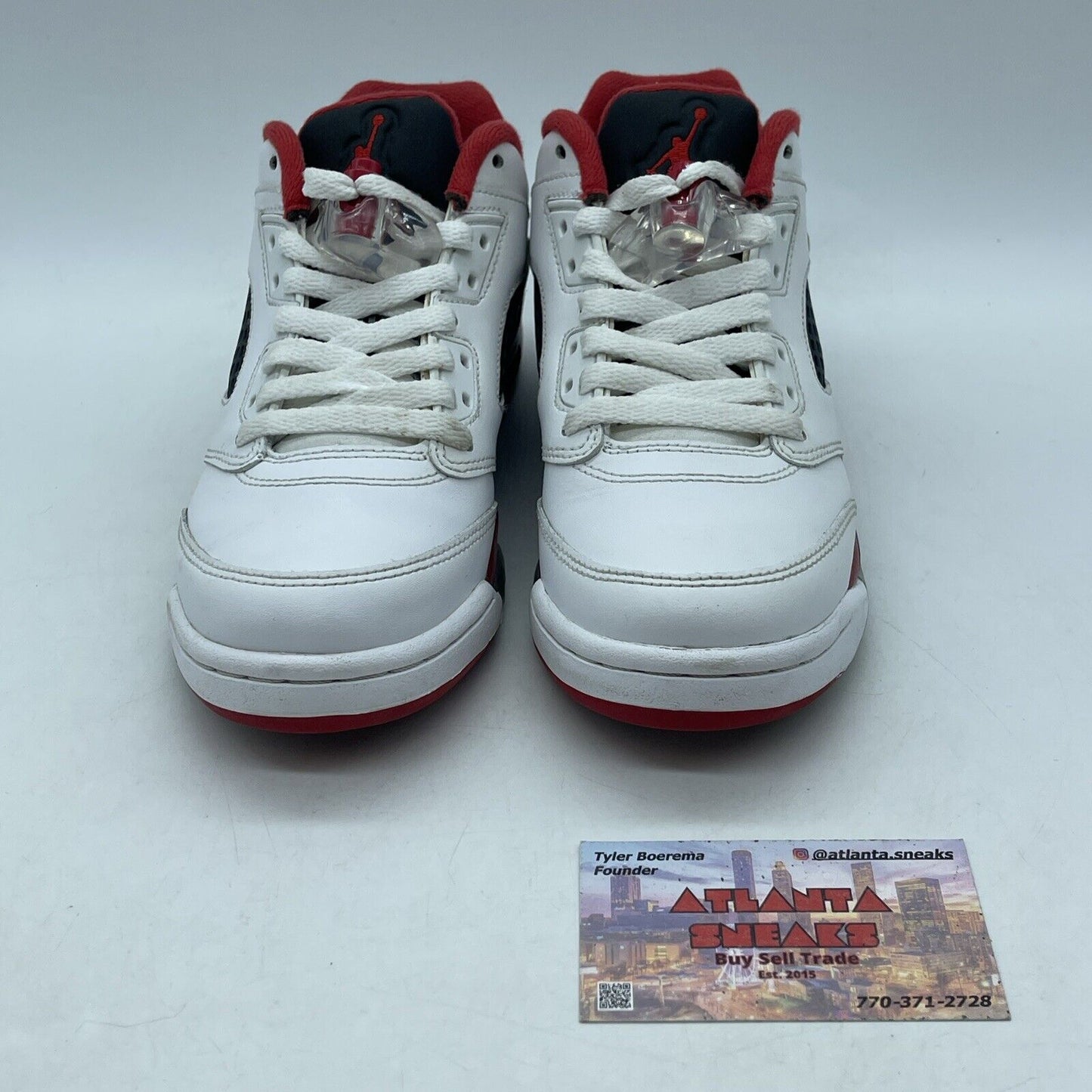 Size 4.5Y- Air Jordan 5 Retro 2016 Low Fire Red Black White Leather (314338-101)